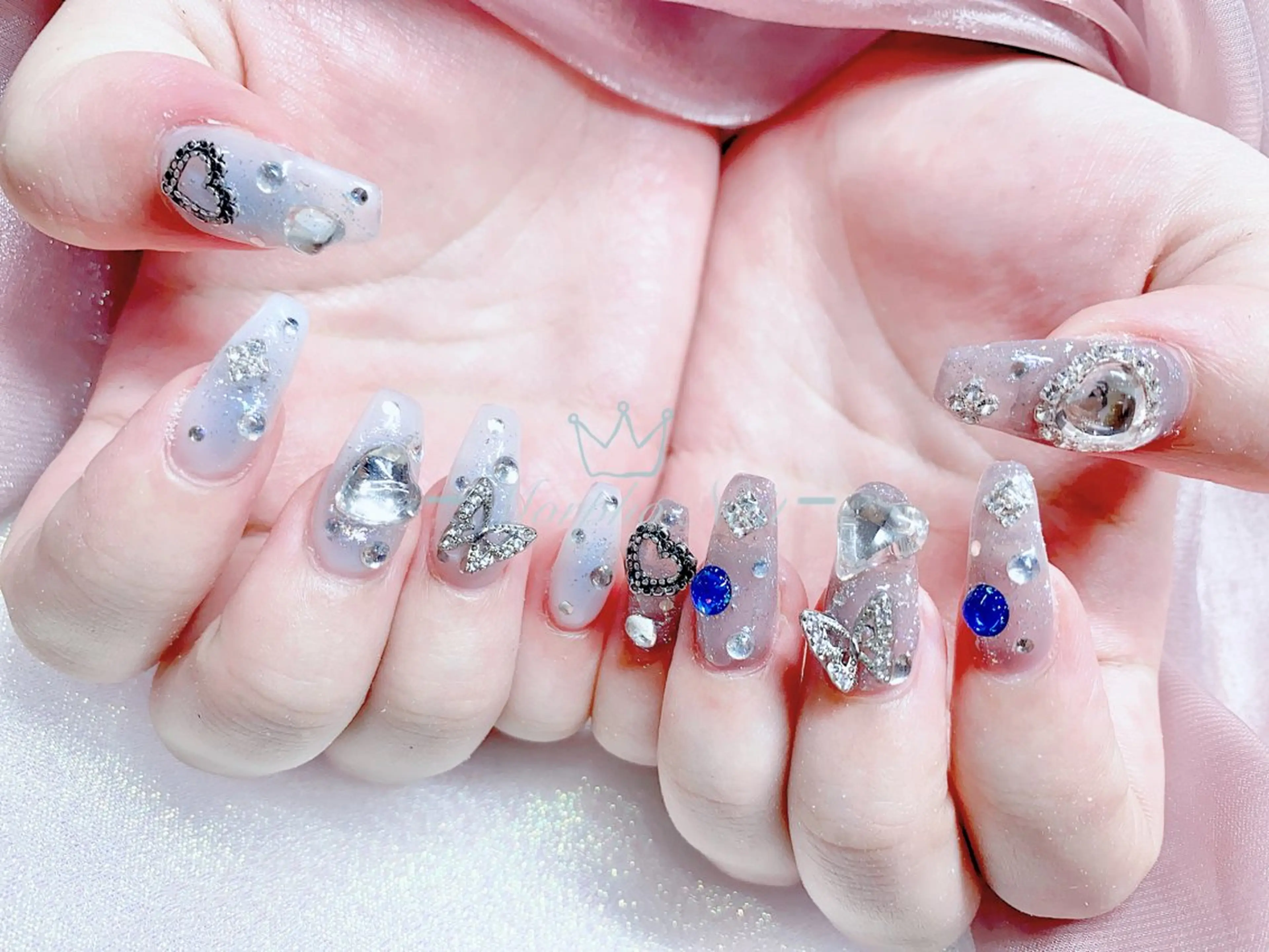 ネイル 長さ出し ジェルネイル キラキラネイル 大理石ネイル(マーブル) ニュアンスネイル ハンドネイル Morpho nailのネイルデザイン