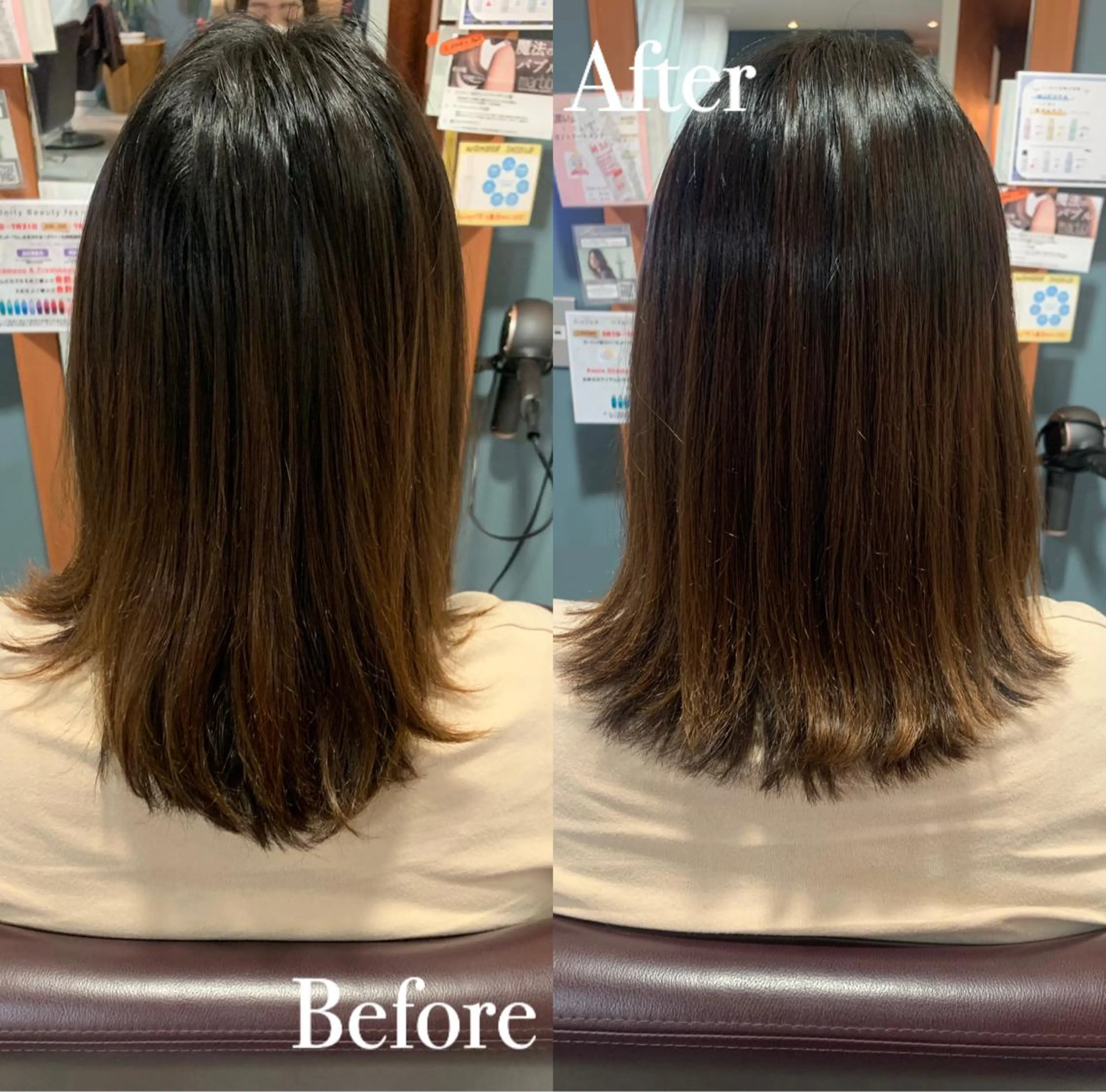 ミディアム 切りっぱなしボブ ボブ 外ハネヘア 傷ませない縮毛矯正／ 吉岡 美江のヘアスタイル