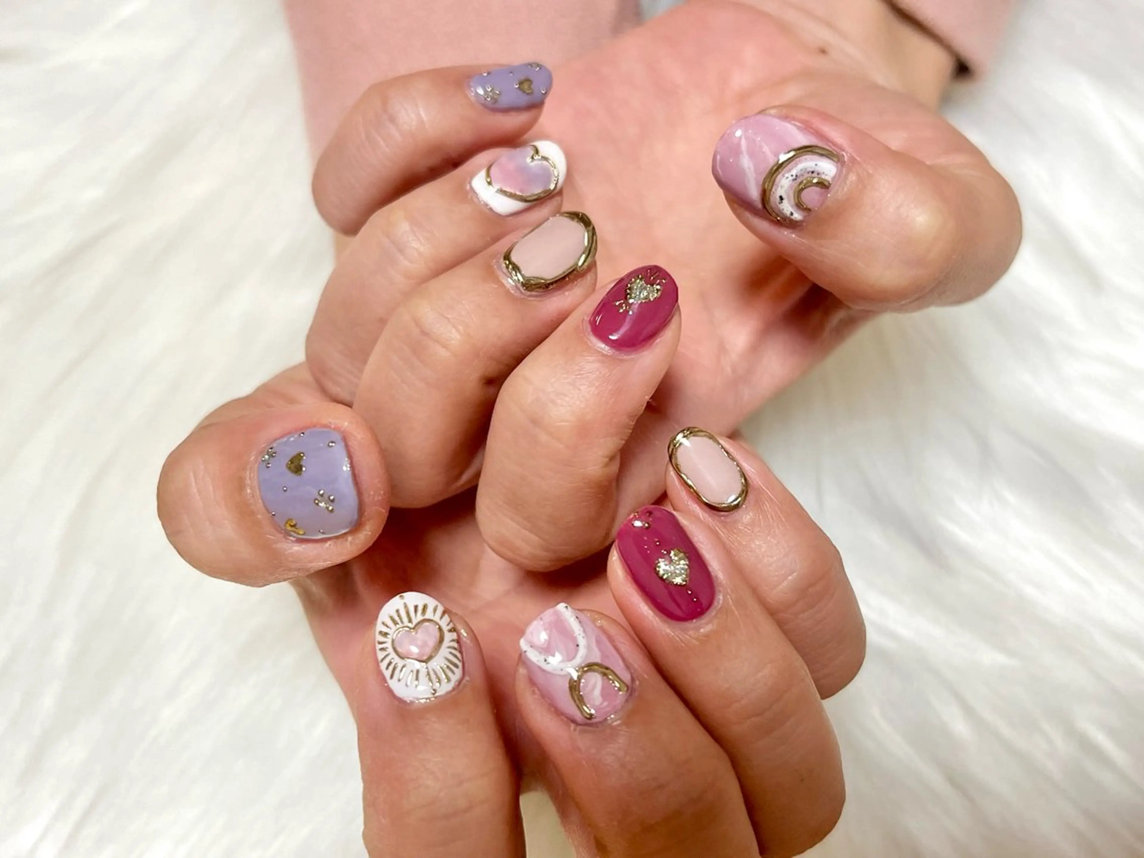 ネイル アートネイル ハート ミラーネイル ハンドネイル nail salon Reversiのネイルデザイン