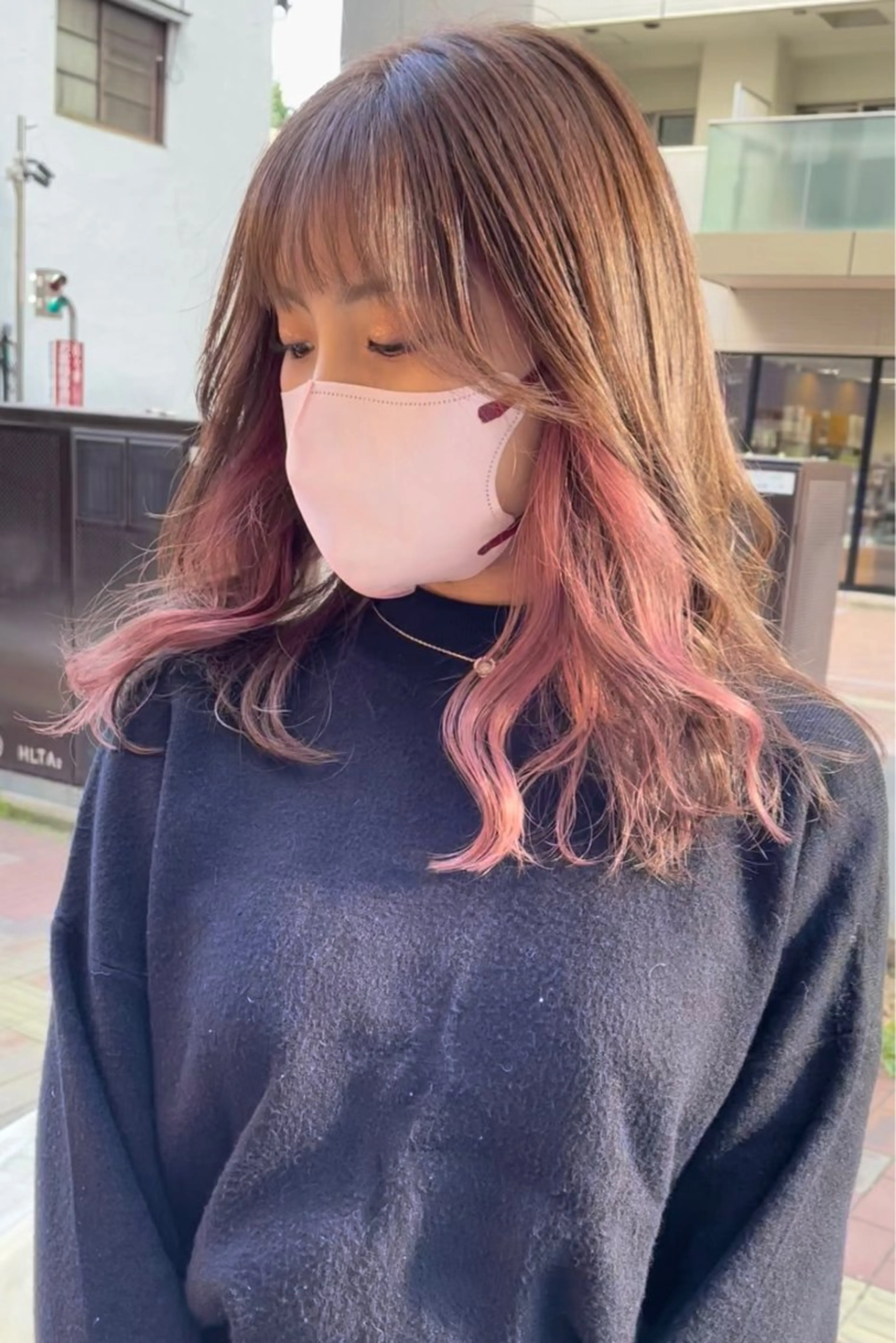 セミロング カラー ベージュカラー ピンクカラー ピンクベージュ 佐藤 魁人のヘアスタイル