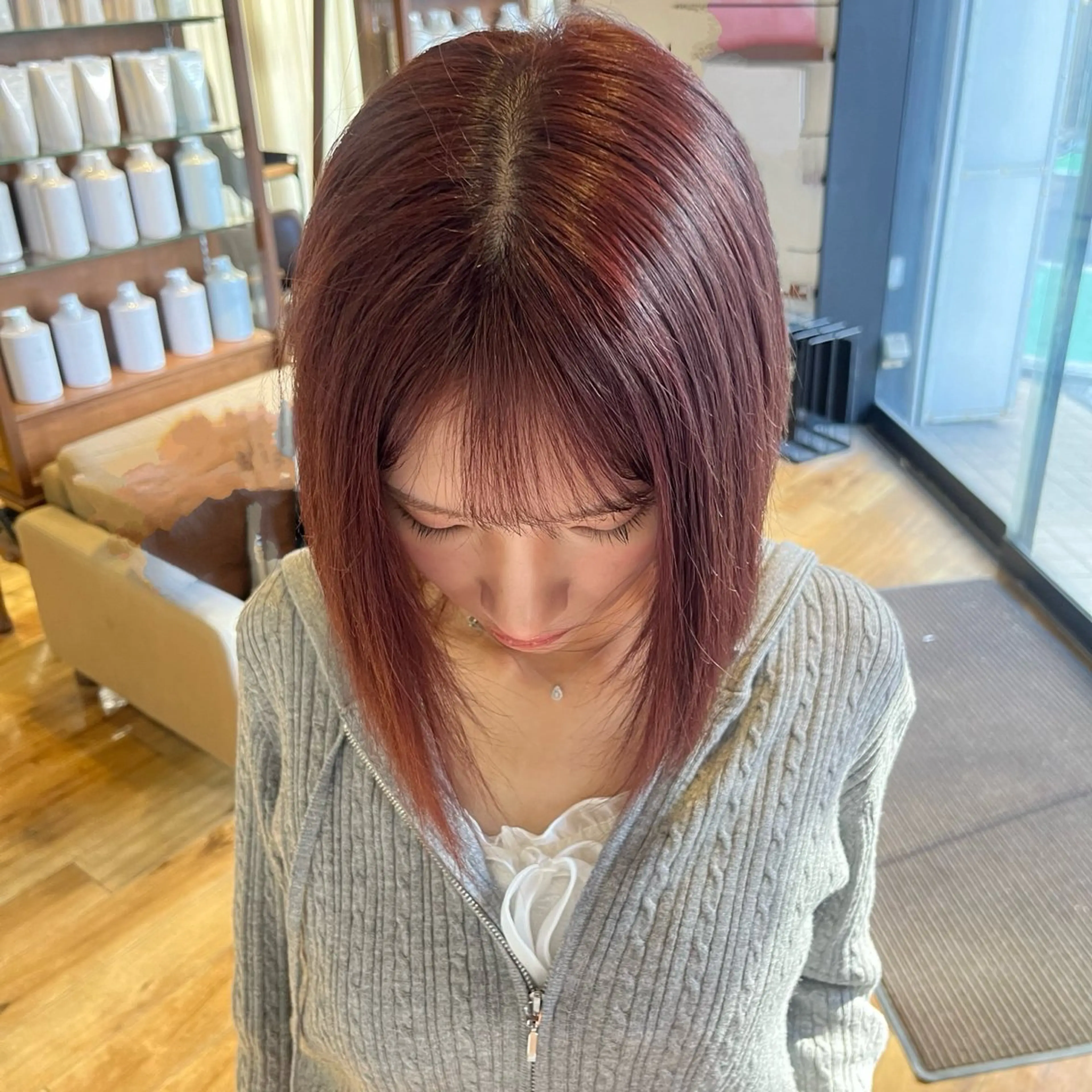 カラー ブラウンカラー レッドカラー ヘアカラー やまき さきねのヘアスタイル