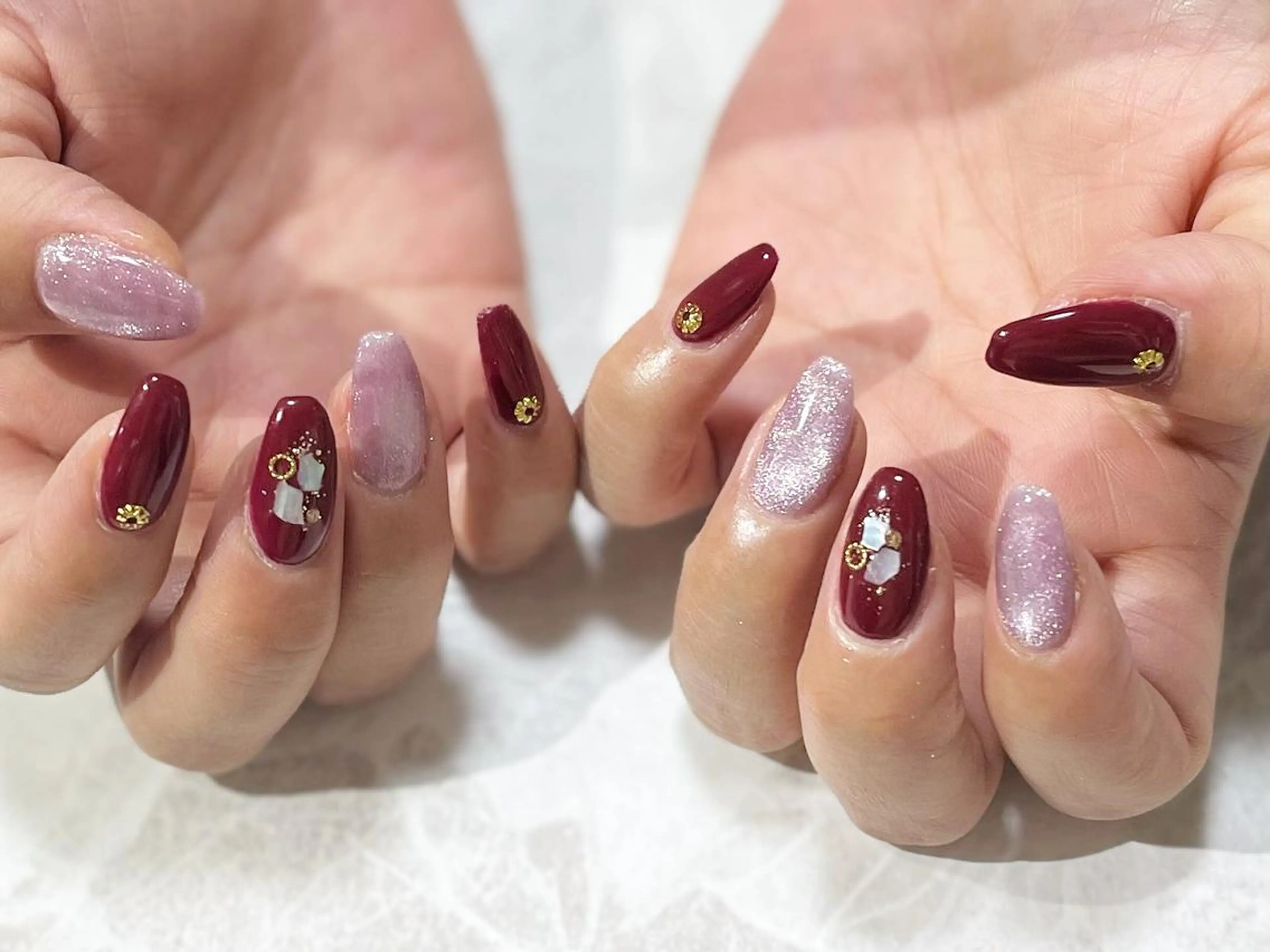 ネイル ボルドー フットネイル ニュアンスネイル シンプルネイル 春ネイル nail fufla ♡yamane♡のネイルデザイン