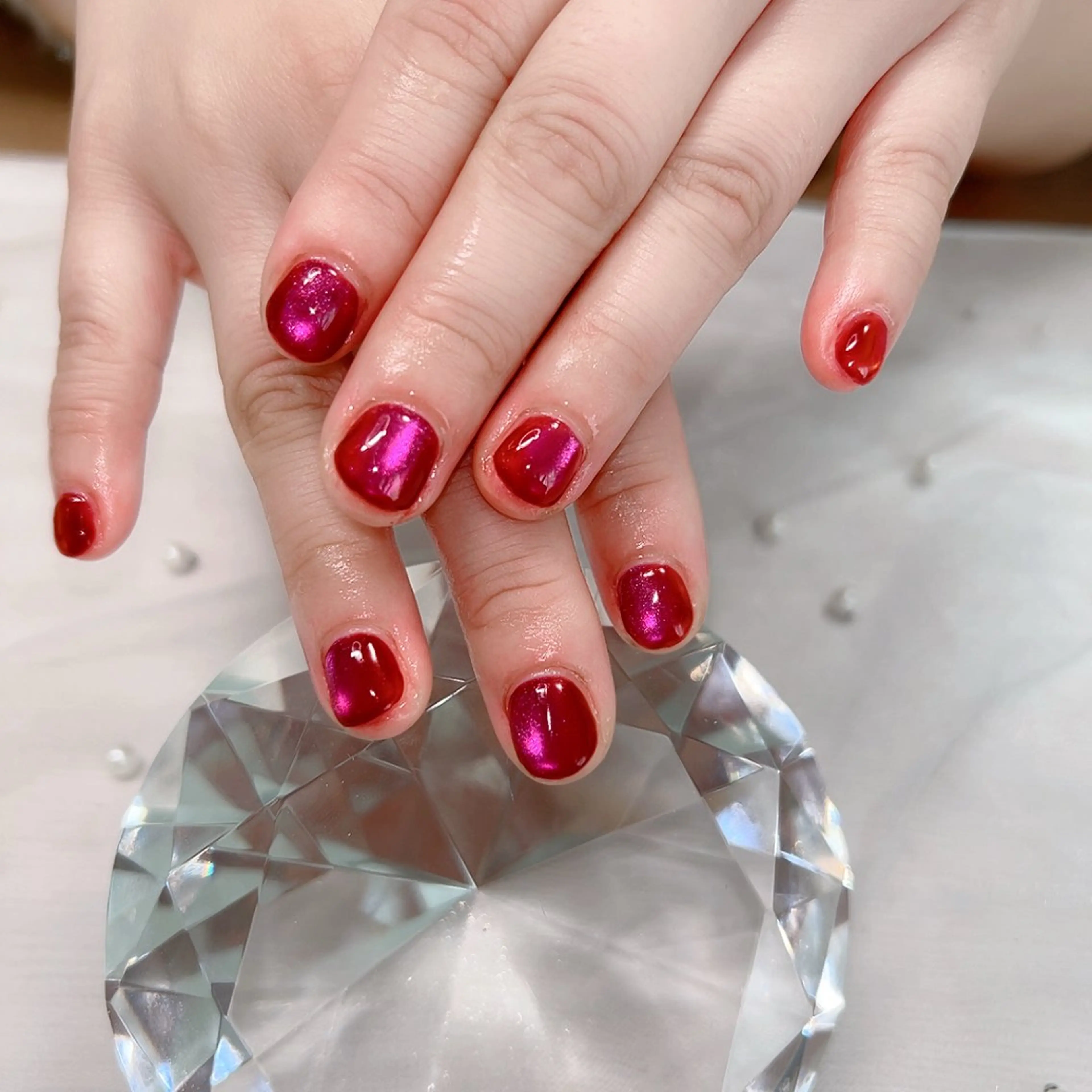 ネイル キラキラネイル ワンカラーネイル 春ネイル ハンドネイル Cute Tips nailのネイルデザイン