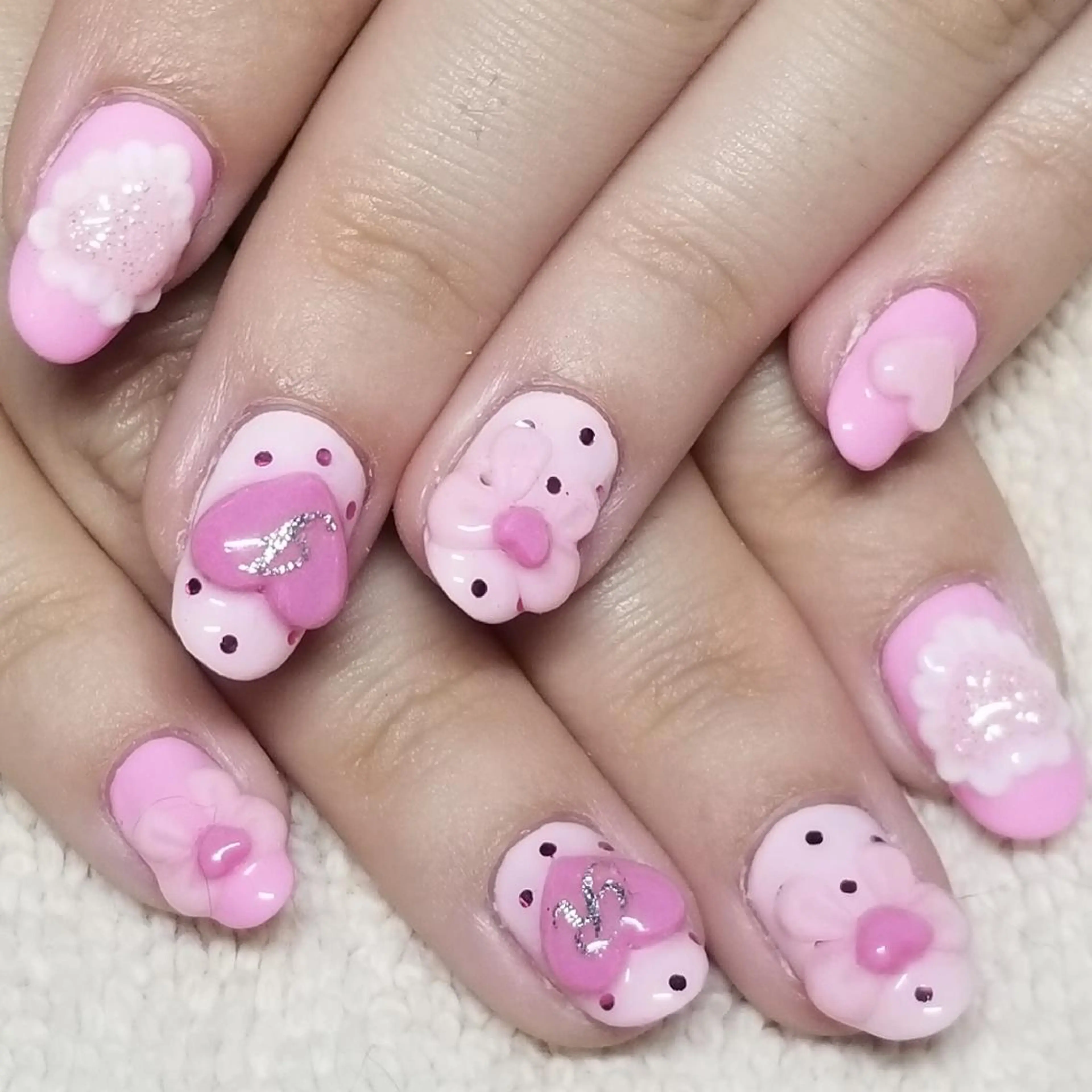 ネイル ハート ピンク リボン ハンドネイル よしだ ひろきのネイルデザイン