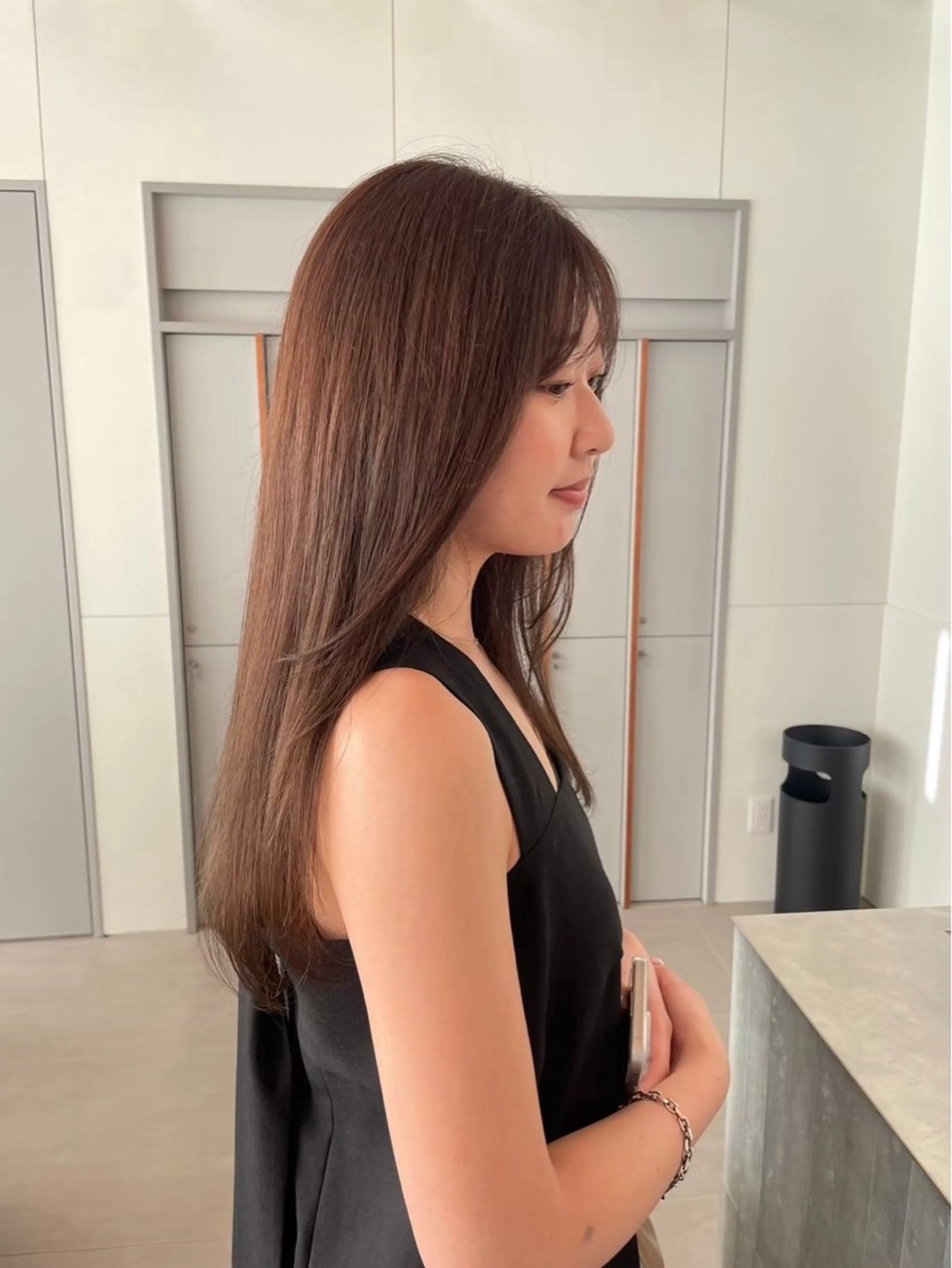 ロング オレンジブラウン ヘアカラー レイヤーカット‎🤍 /ともえ🤎🧸のヘアスタイル