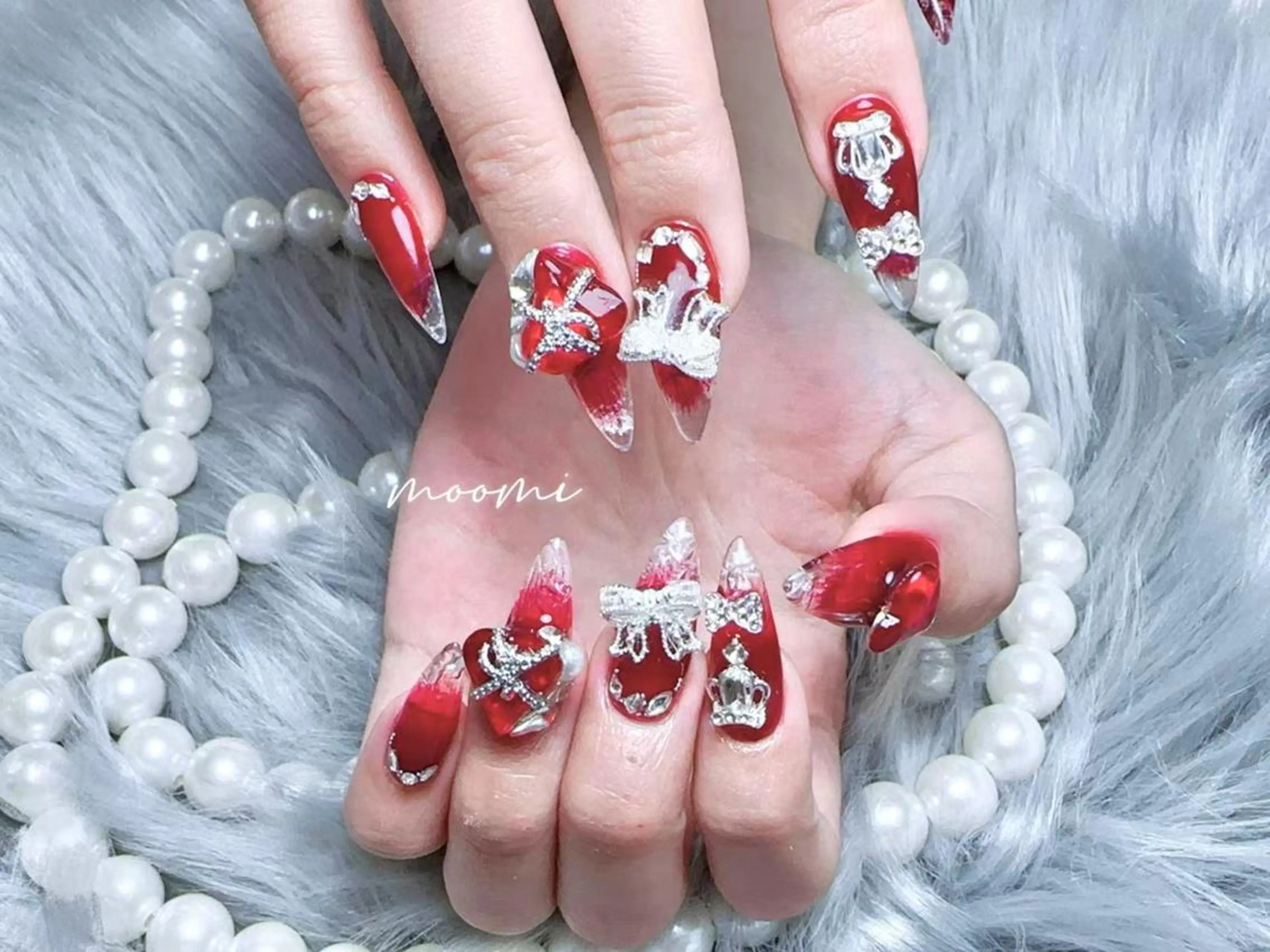 ネイル 長さ出し ジェルネイル グラデーション 韓国ネイル マグネットネイル moomi nail スカルプ専門のネイルデザイン