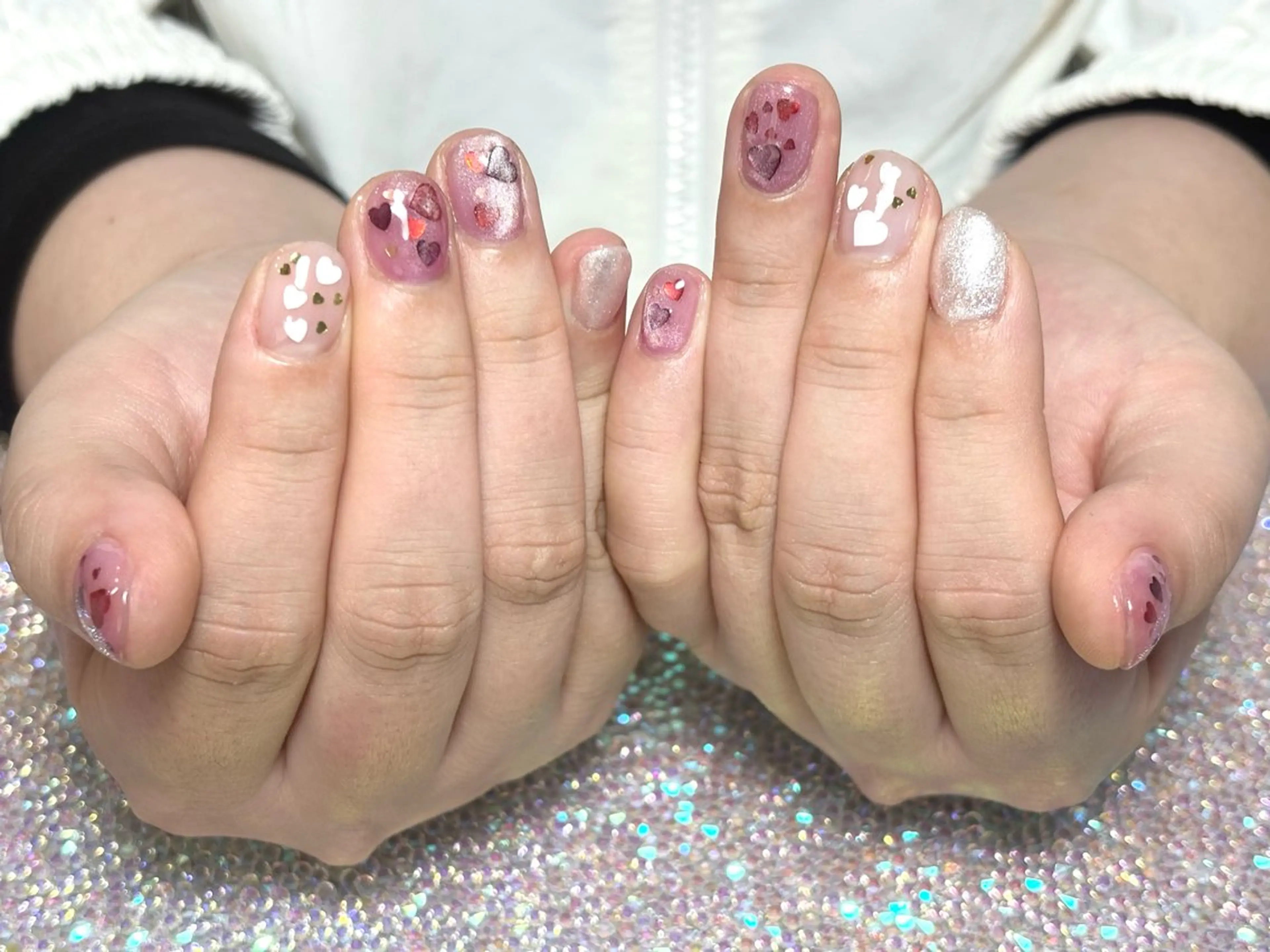ネイル ハート 春ネイル SeaGlass tomoのネイルデザイン