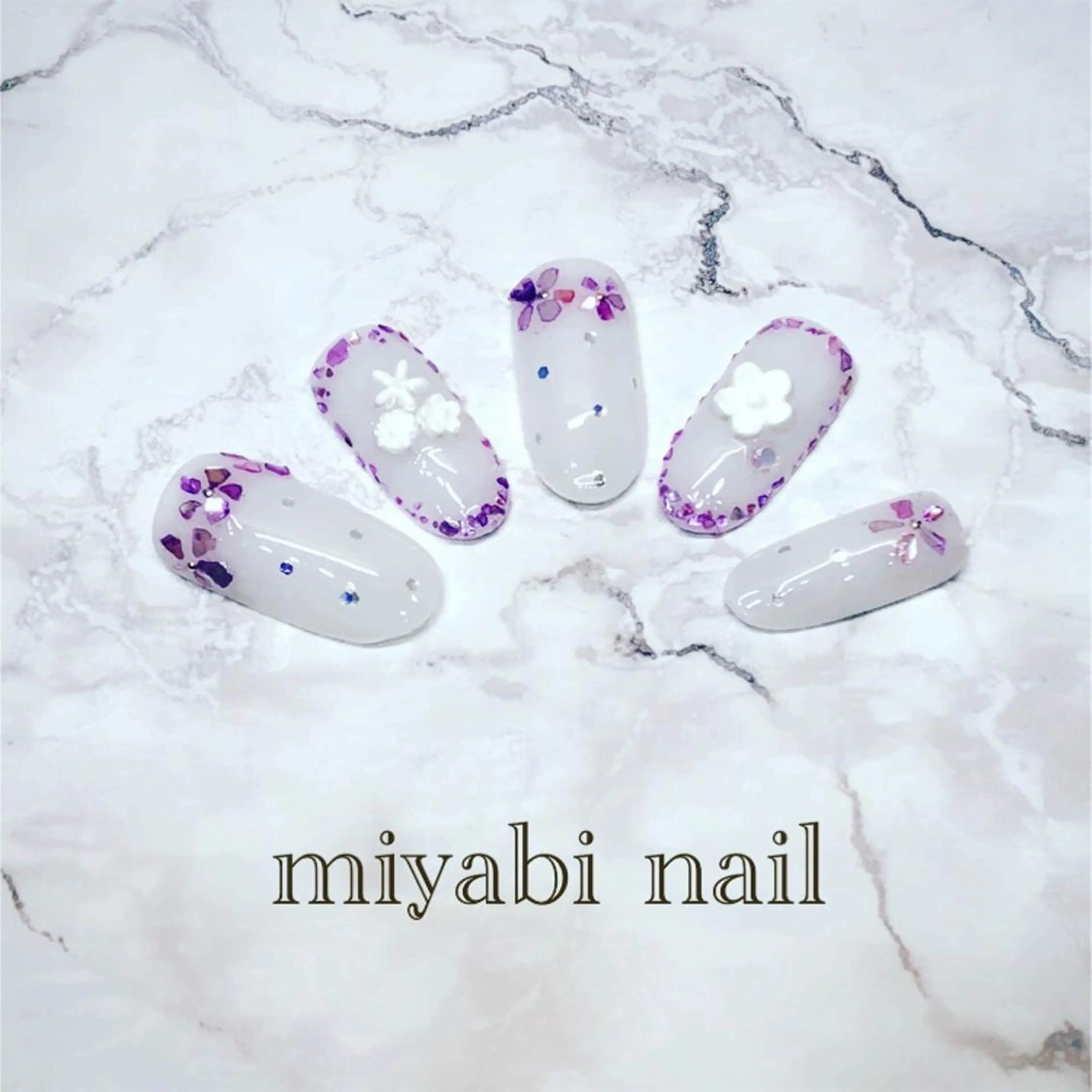 ネイル アートネイル フラワーネイル miyabi nail 桂川駅近くのネイルデザイン