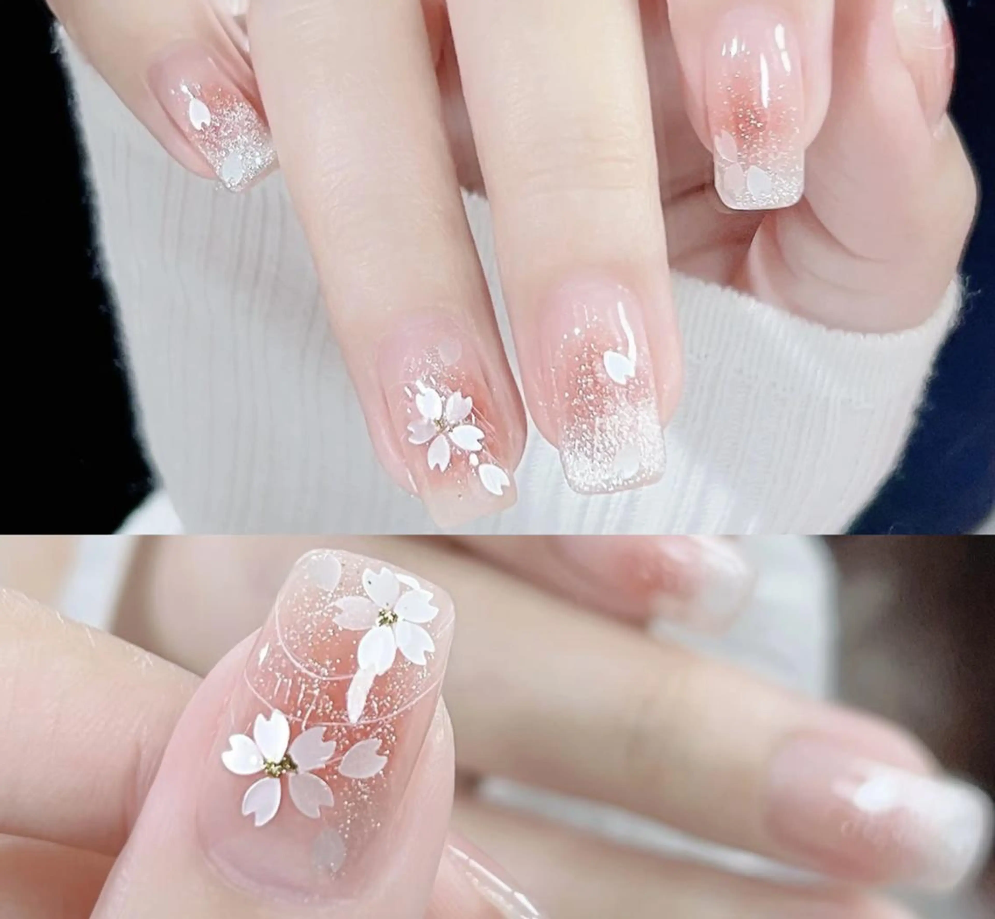 ネイル 桜ネイル 長さ出し ジェルネイル パラジェル 春ネイル リラネイル Aikenのネイルデザイン