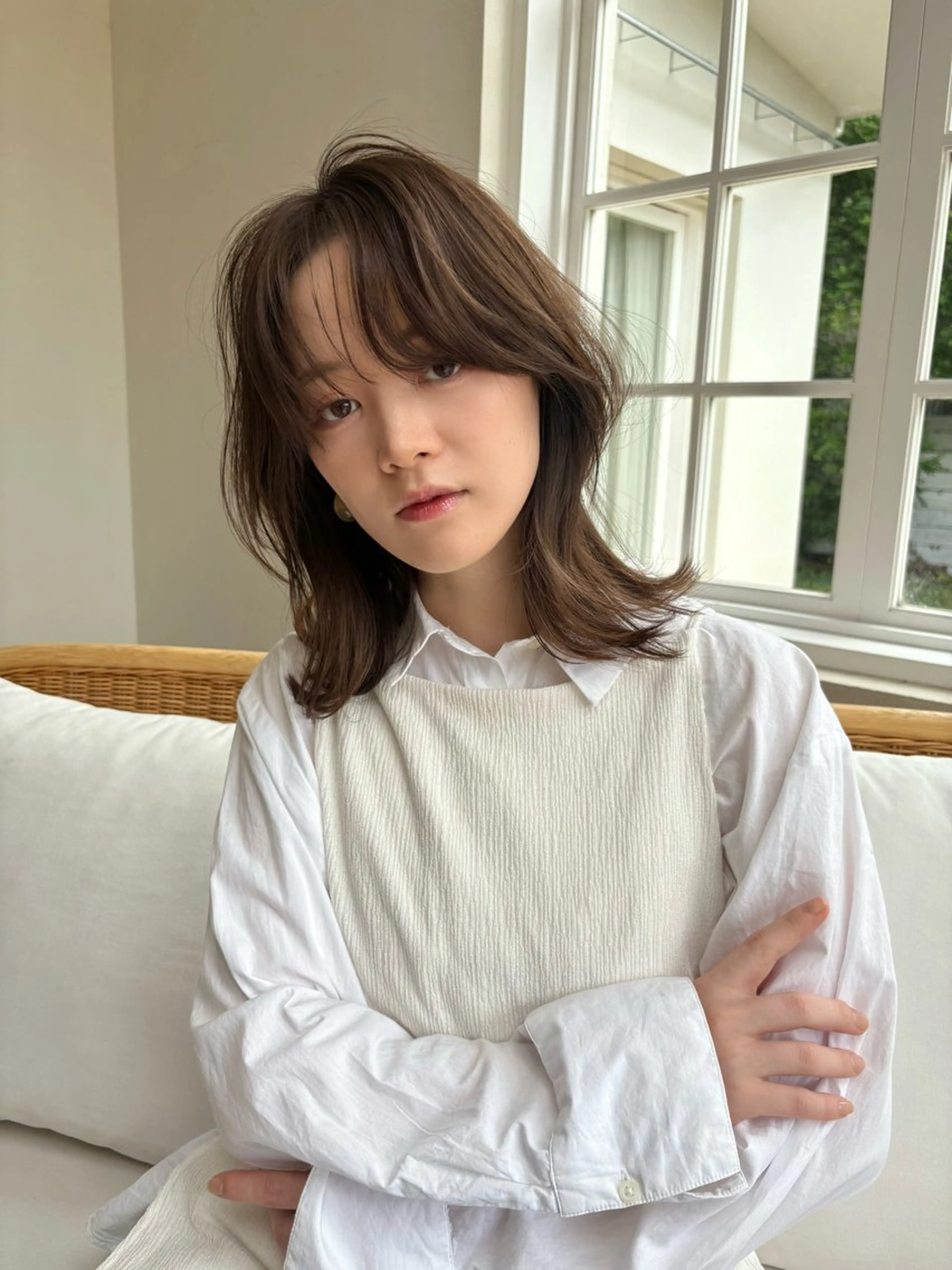 ミディアム カット ヘアカラー トリートメント 🍊美容室TU. LUCE／コン🍊のヘアスタイル