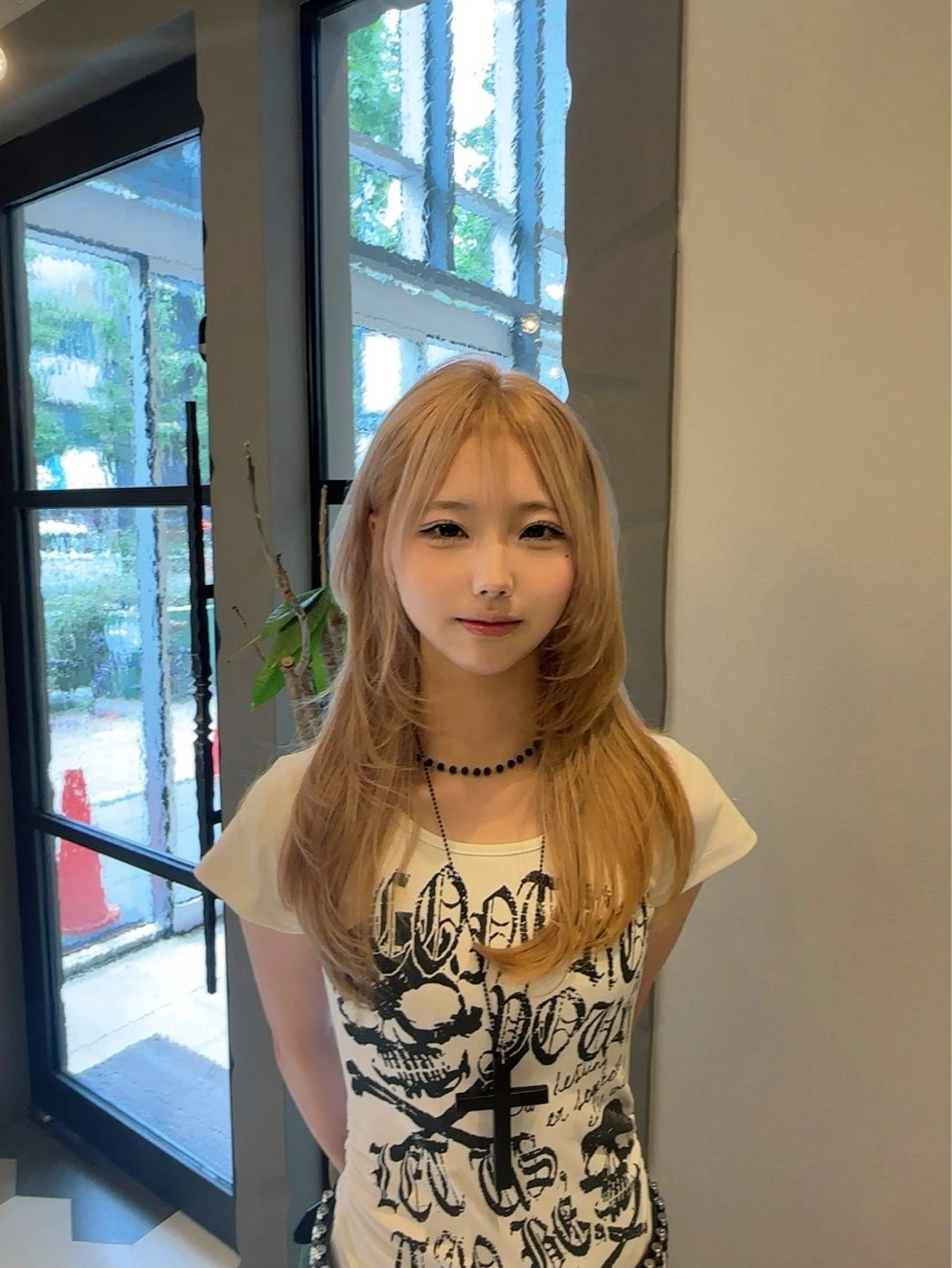 ロング レイヤーカット カット ヘアカラー 透け感オリーブ/レイ ヤーカット/KaHoのヘアスタイル