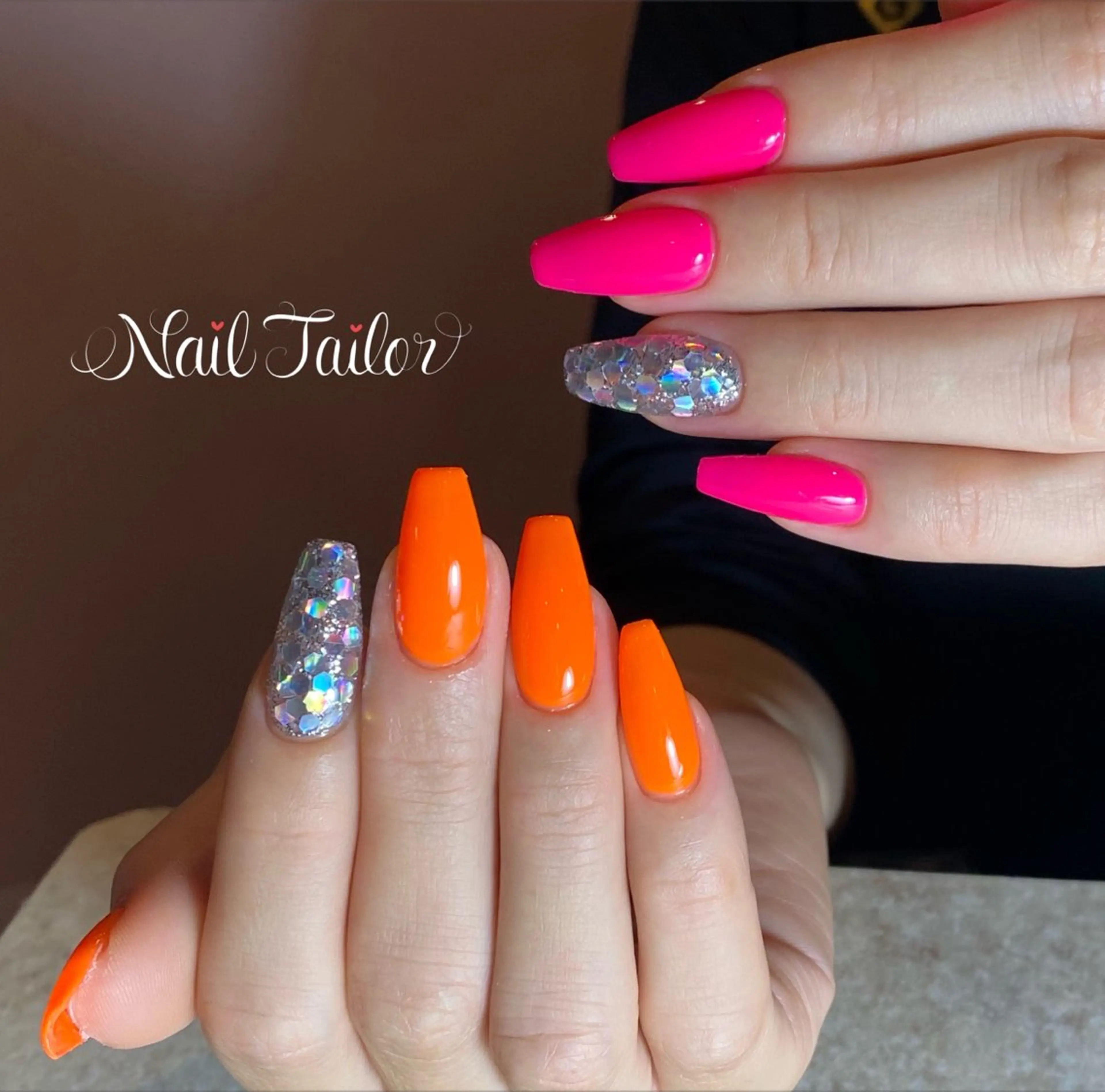 ネイル 長さ出し ジェルネイル ホログラムネイル キラキラネイル ロングネイル ハンドネイル NailTailor ネイルテイラーのネイルデザイン