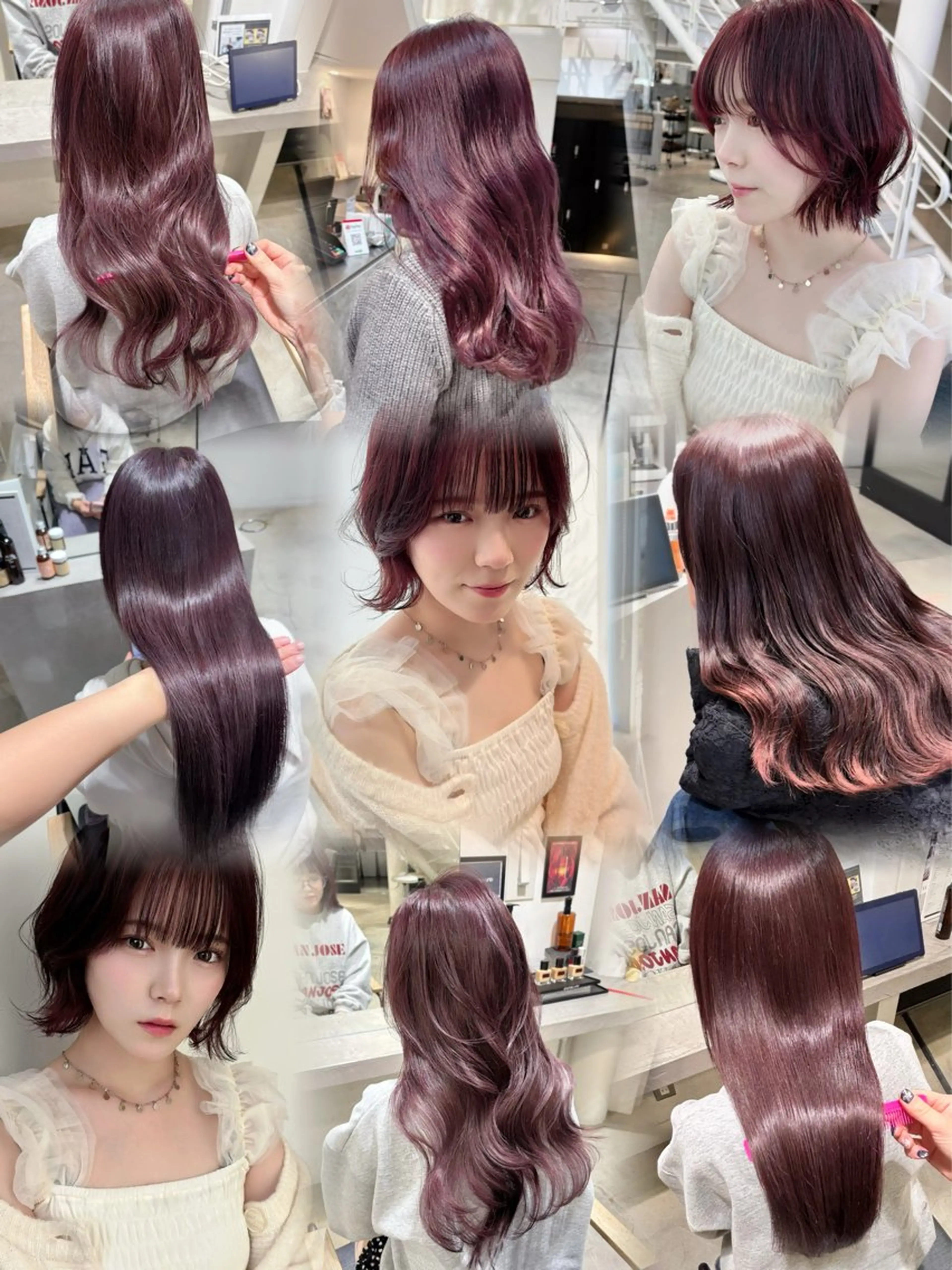 セミロング カット yui/ラベンダー/ ピンク/ワインレッドのヘアスタイル