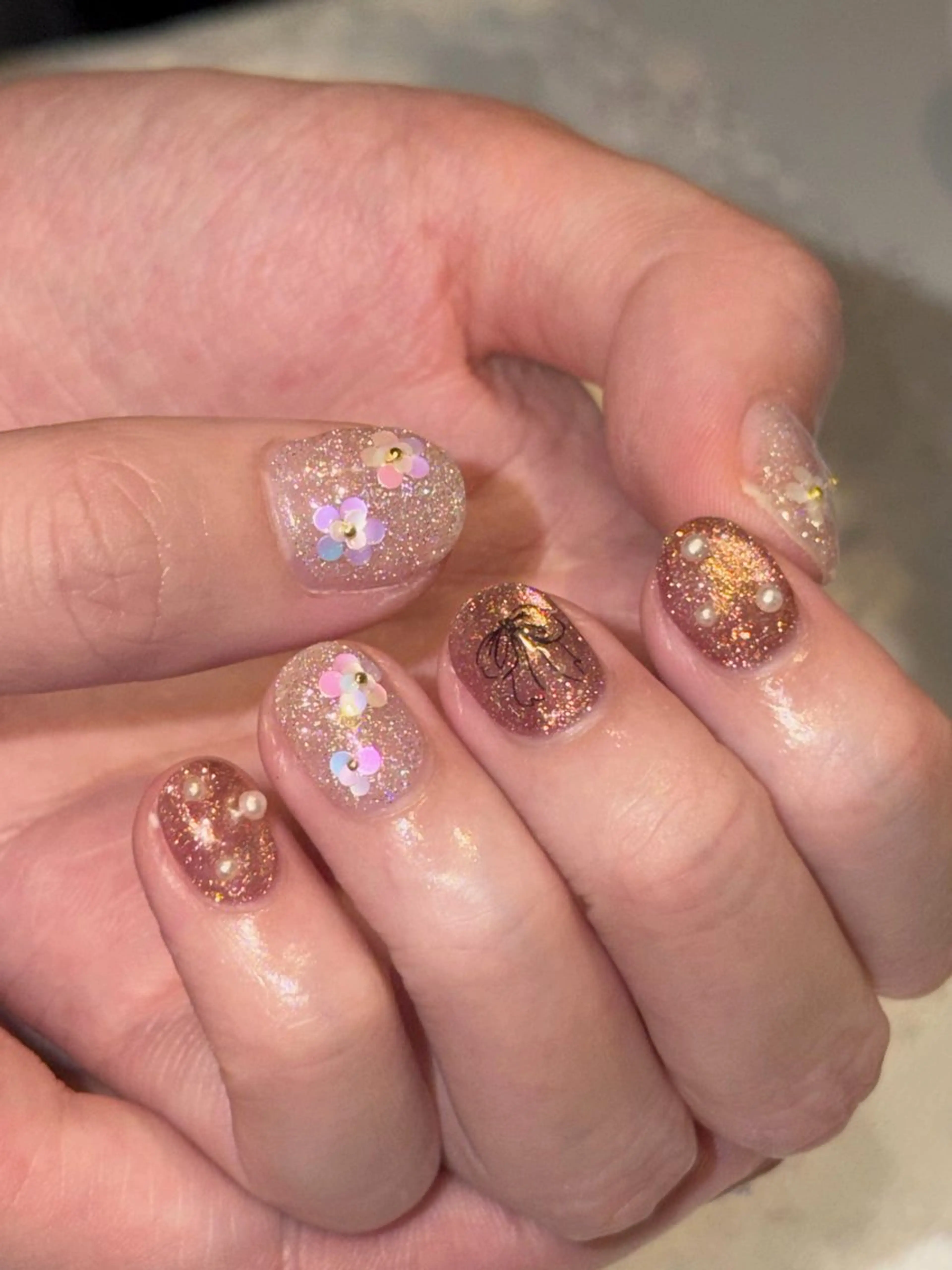 ネイル アートネイル 春ネイル yume 大人ガーリーネイルのネイルデザイン