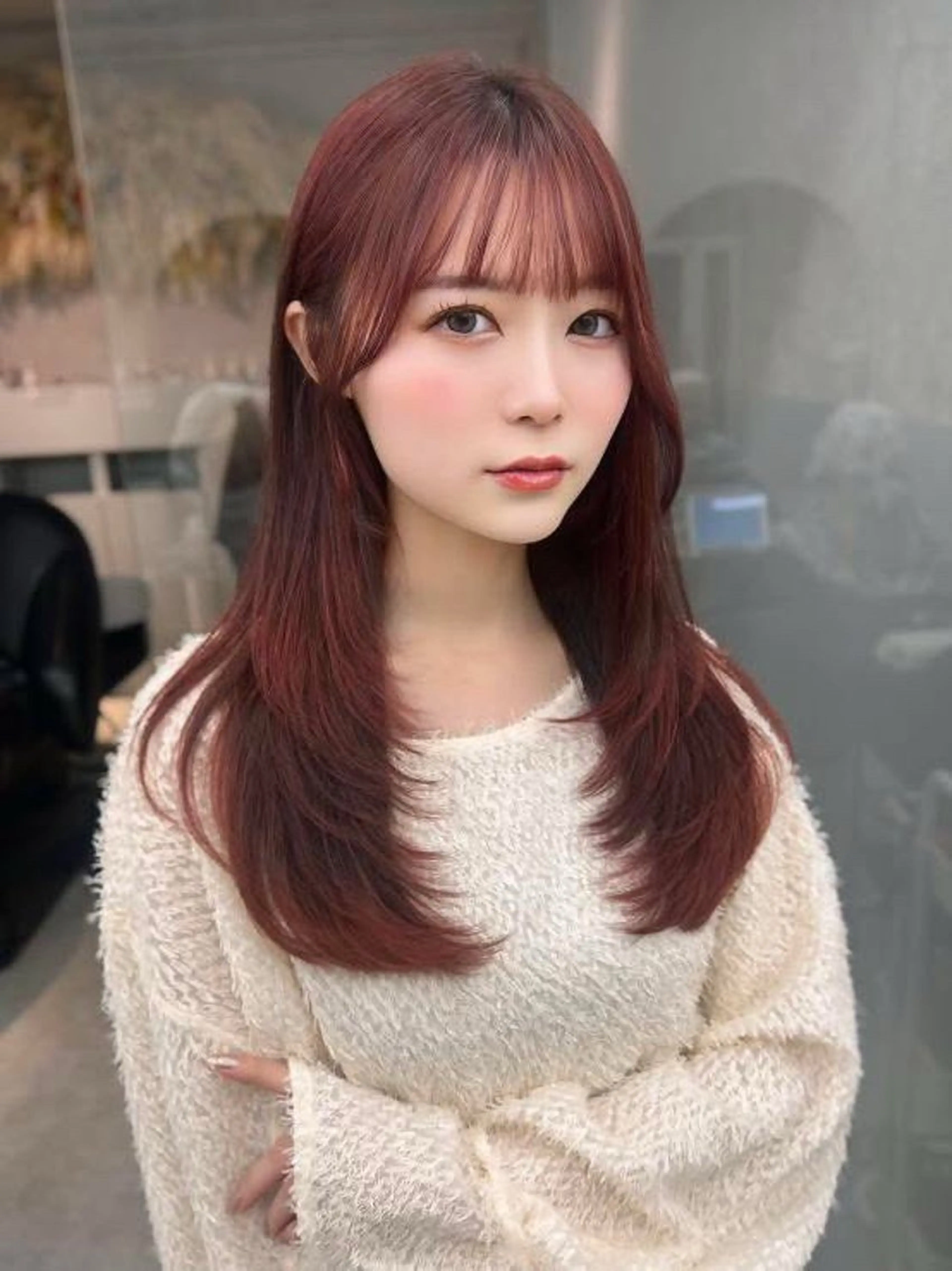 セミロング カラー ブリーチ 透明感カラー ダブルカラー ブリーチなしカラー くびれヘア カット ヘアカラー トリートメント ✨レイヤー/韓国 /✨ヘア山下　遥のヘアスタイル