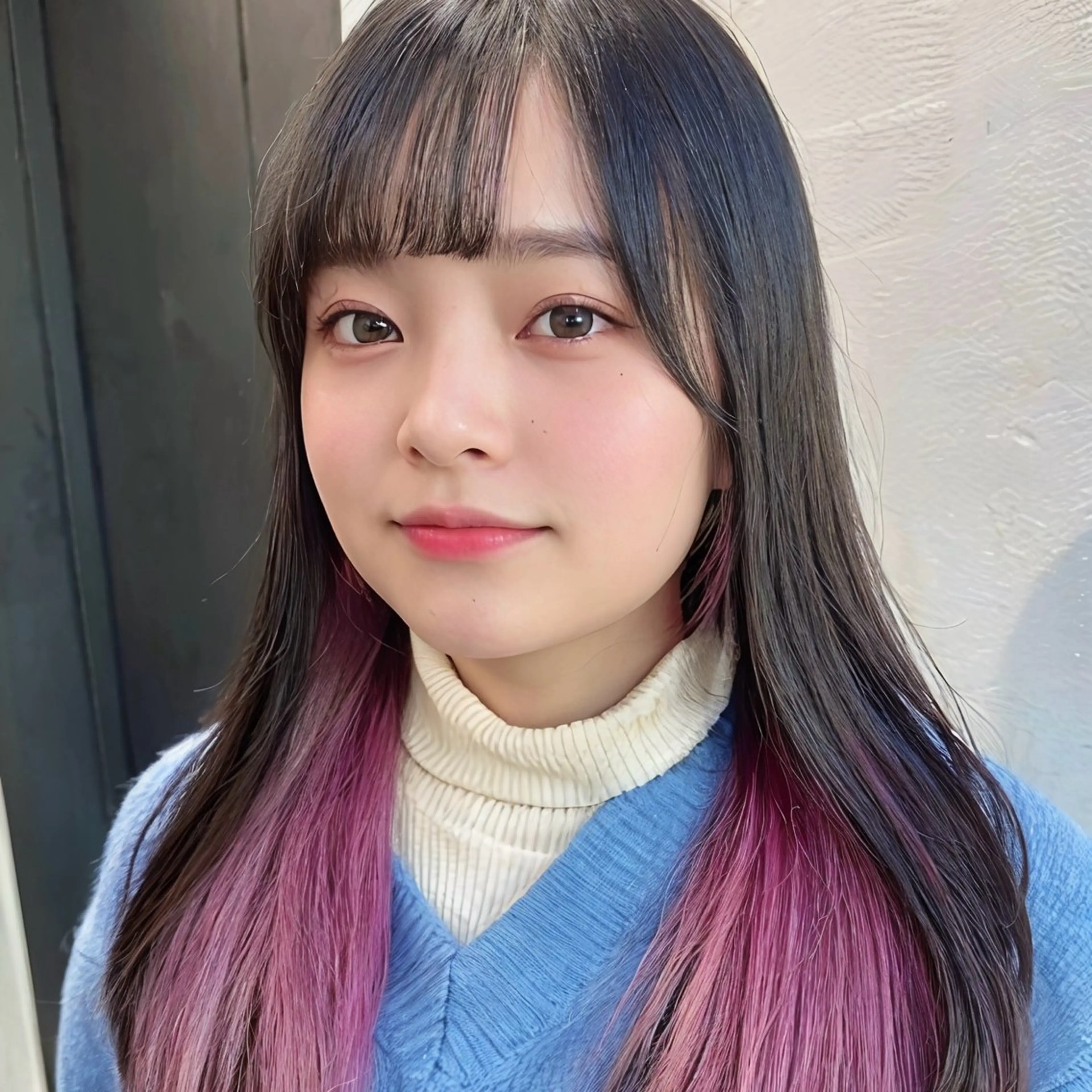 セミロング カラー イヤリングカラー インナーカラー ピンクカラー カット ヘアカラー トリートメント インナーカラー/レイ ヤーカット♡/マキシのヘアスタイル