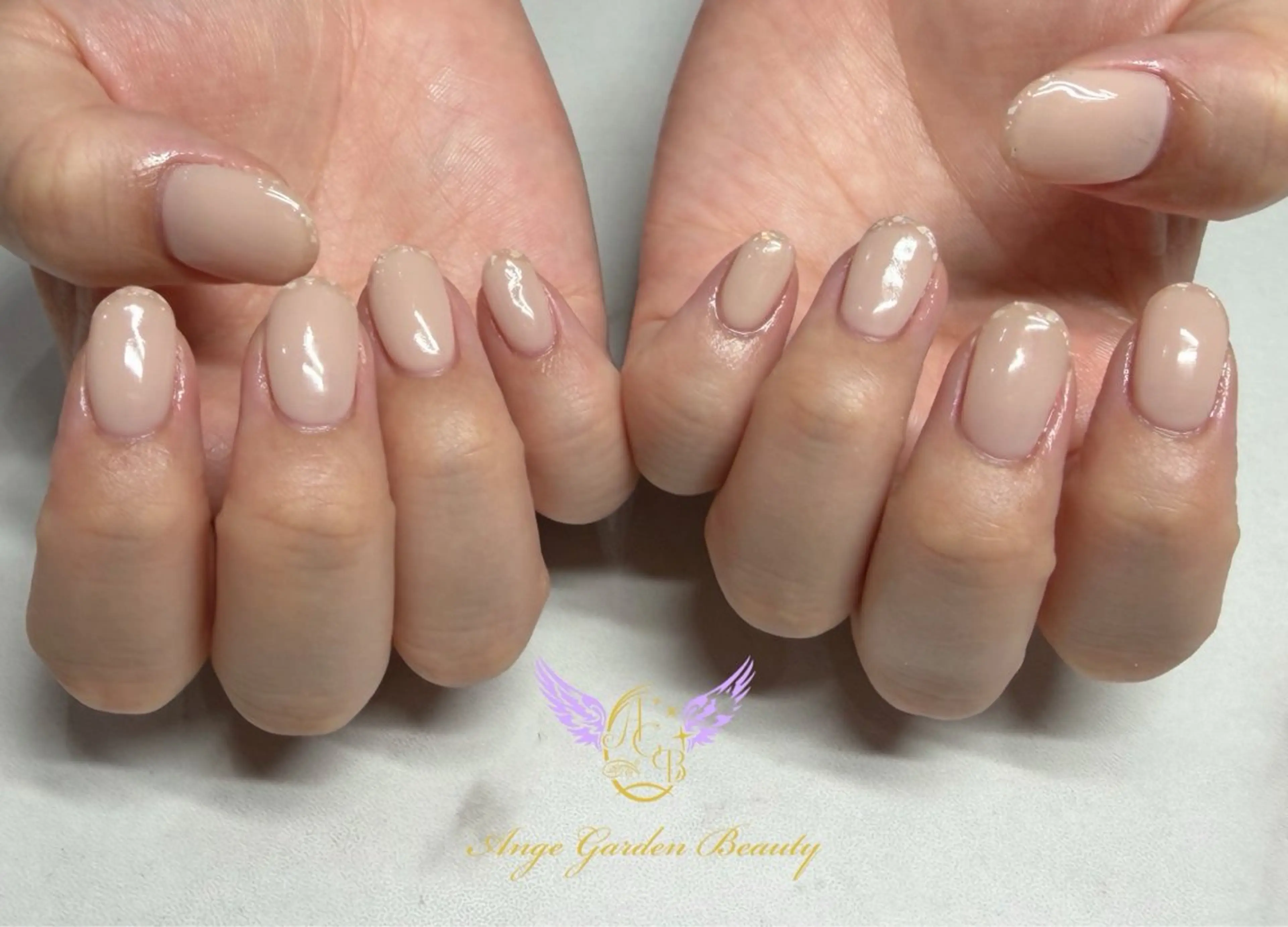 ネイル フレンチネイル ジェルネイル ガラスフレンチ ハンドネイル AngeGarden Beautymihoのネイルデザイン