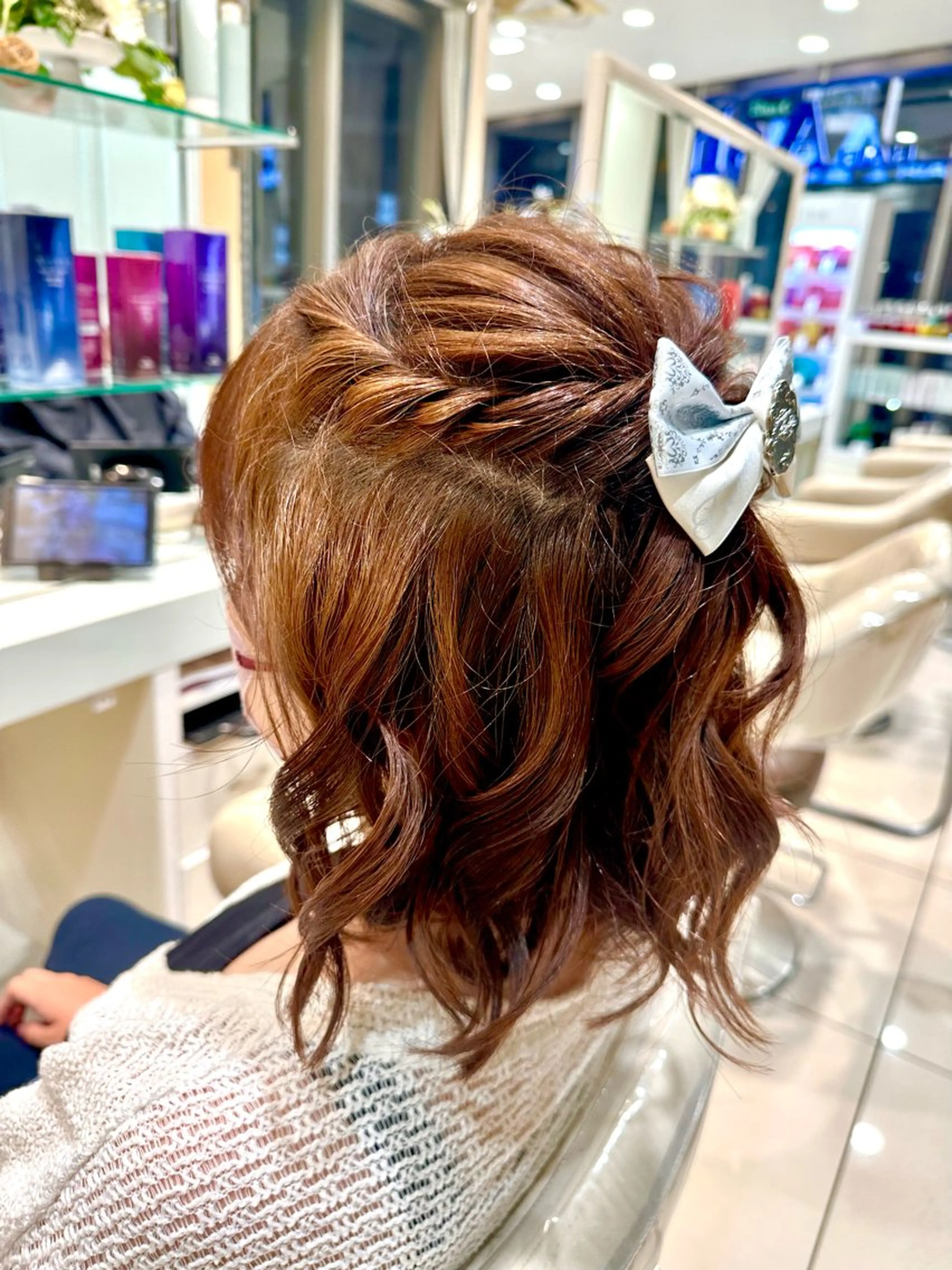 セミロング ヘアアレンジ ハーフアップ ボブ 池袋/レディース/ カラー特化/さくらのヘアスタイル