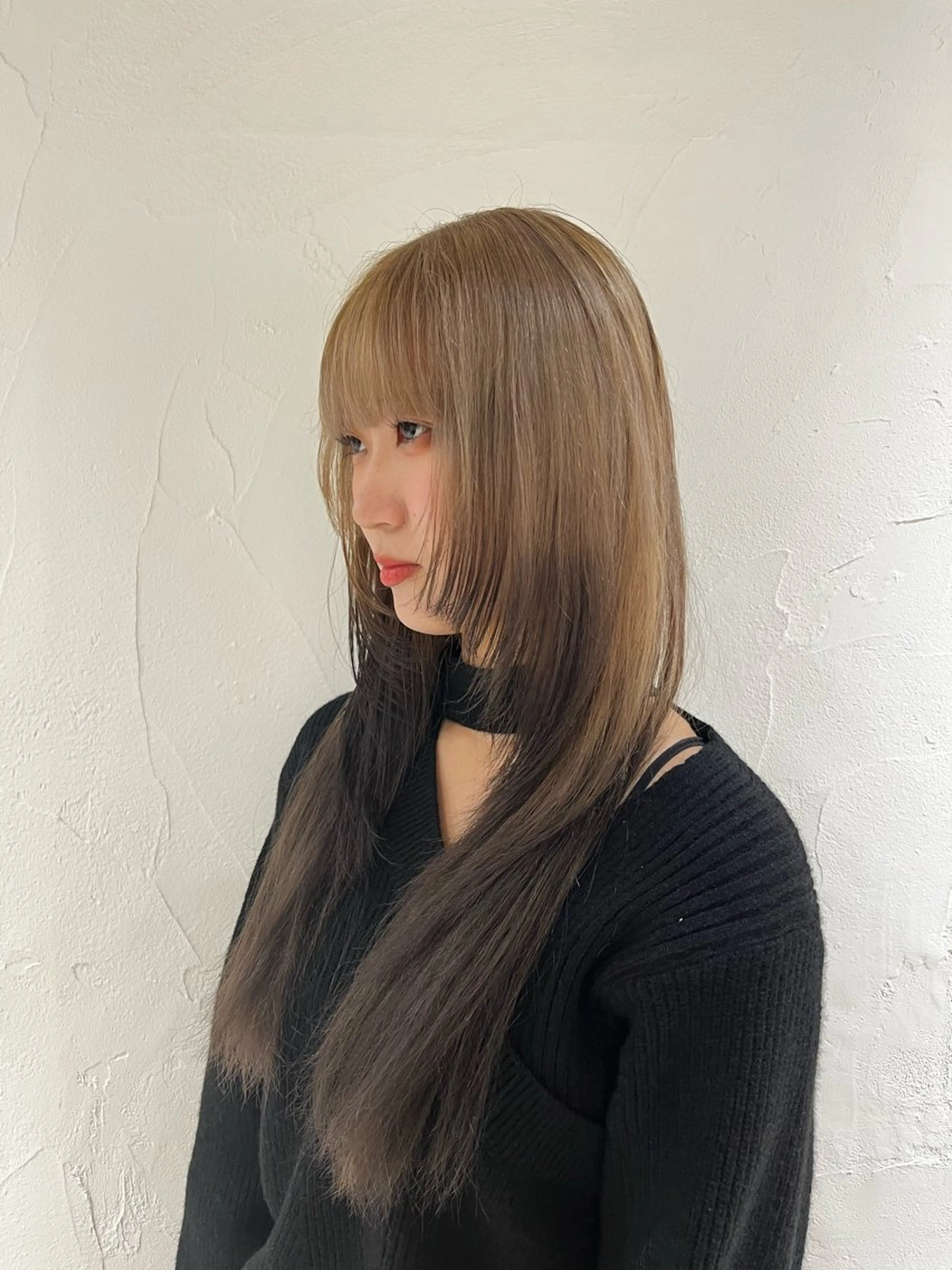 ロング カラー ベージュカラー 黒髪 レイヤーカット/ブラ ウンカラー/河野凜のヘアスタイル