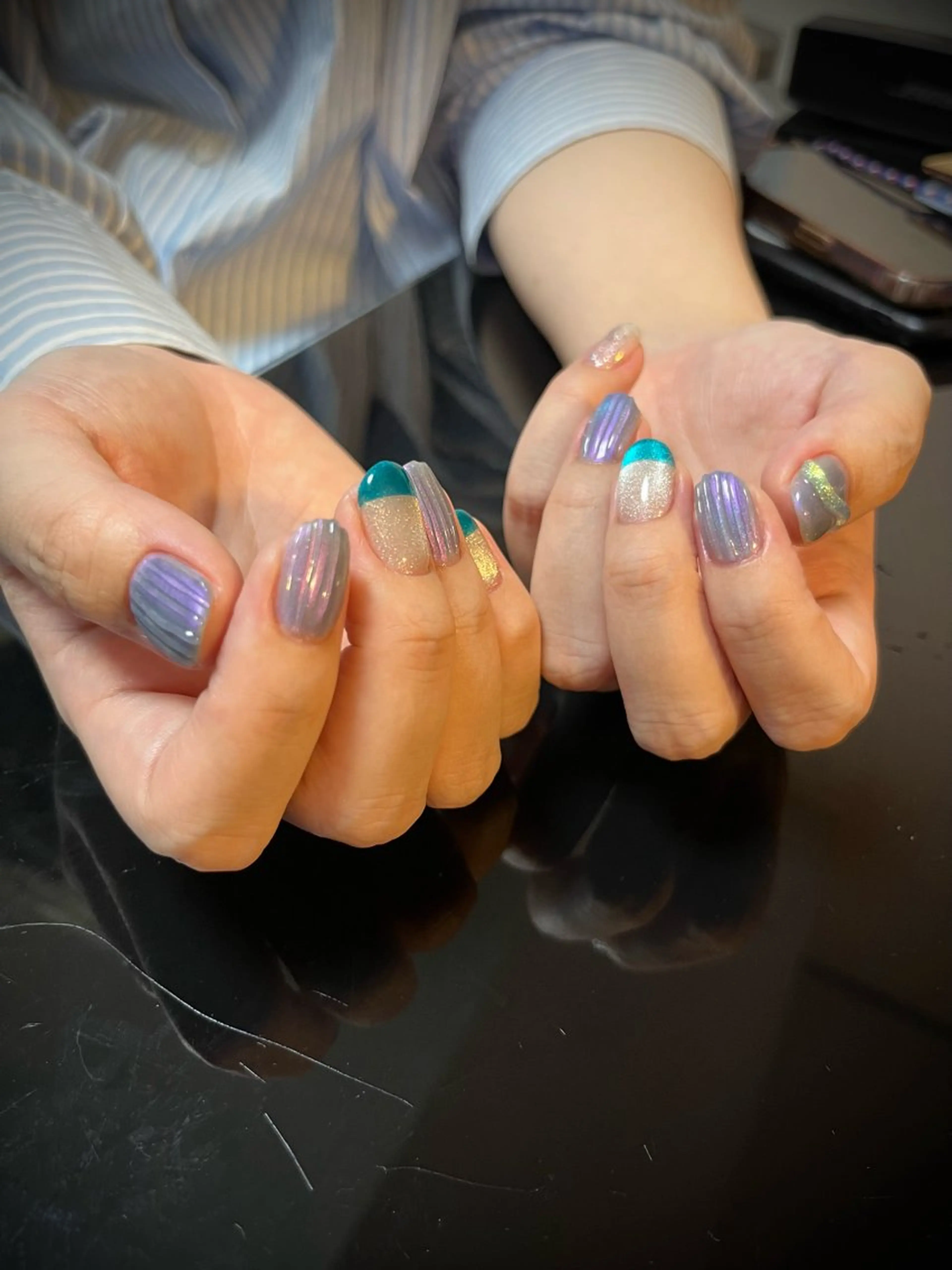 ネイル ジェルネイル ラメ(グリッター) マグネットネイル パラジェル ハンドネイル himitsu kichiのネイルデザイン