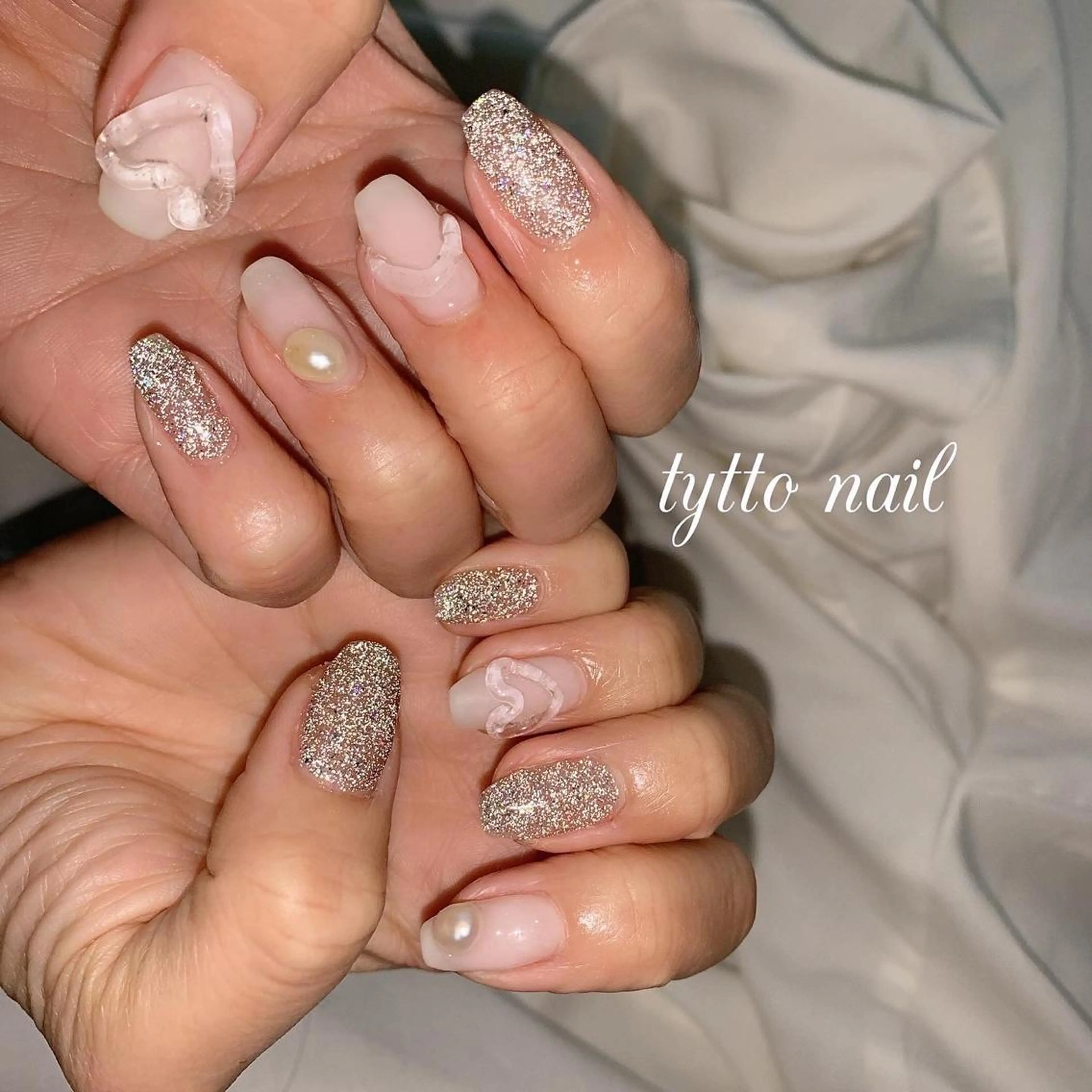 ネイル アートネイル フラッシュネイル ハート 韓国ネイル ぷっくりネイル ハンドネイル tytto nail ❤︎‪‪eri‪‪のネイルデザイン