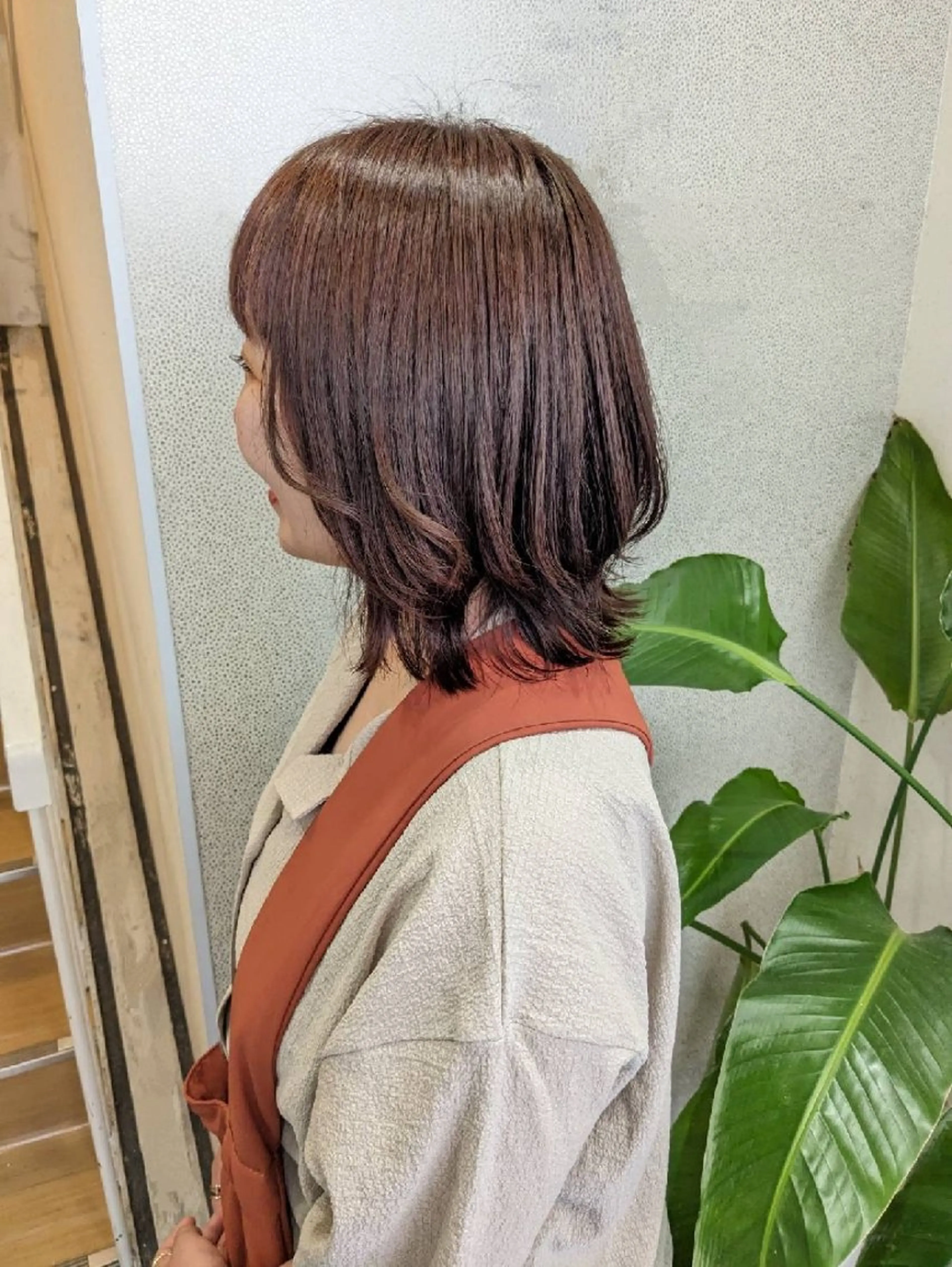 セミロング カラー ブラウンカラー ピンクカラー ピンクブラウン カット ヘアカラー miku ヘアセット/着付けのヘアスタイル