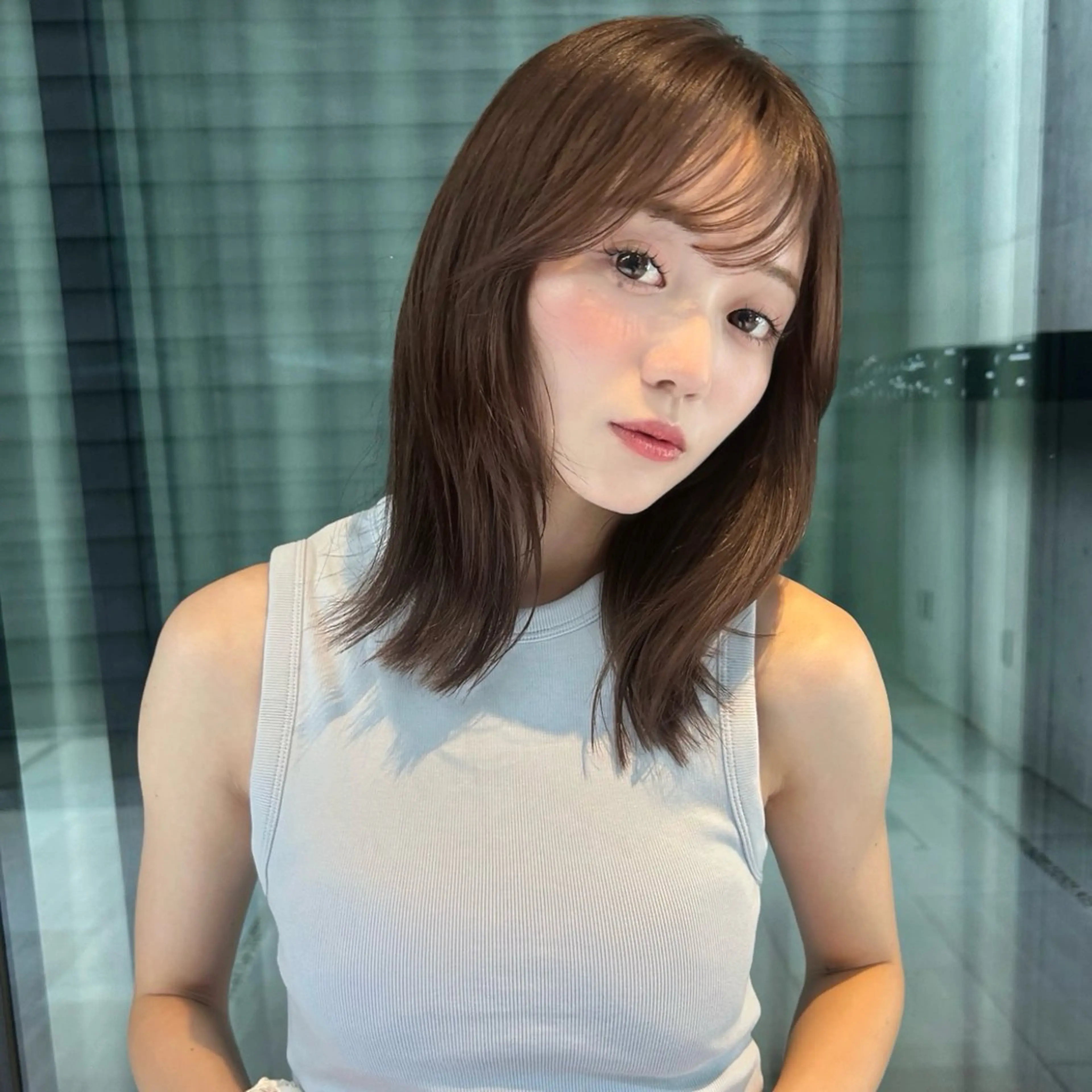 ミディアム くびれヘア カット ヘアカラー トリートメント 🌸透明感/レイヤー / 栗林 彩🌸のヘアスタイル