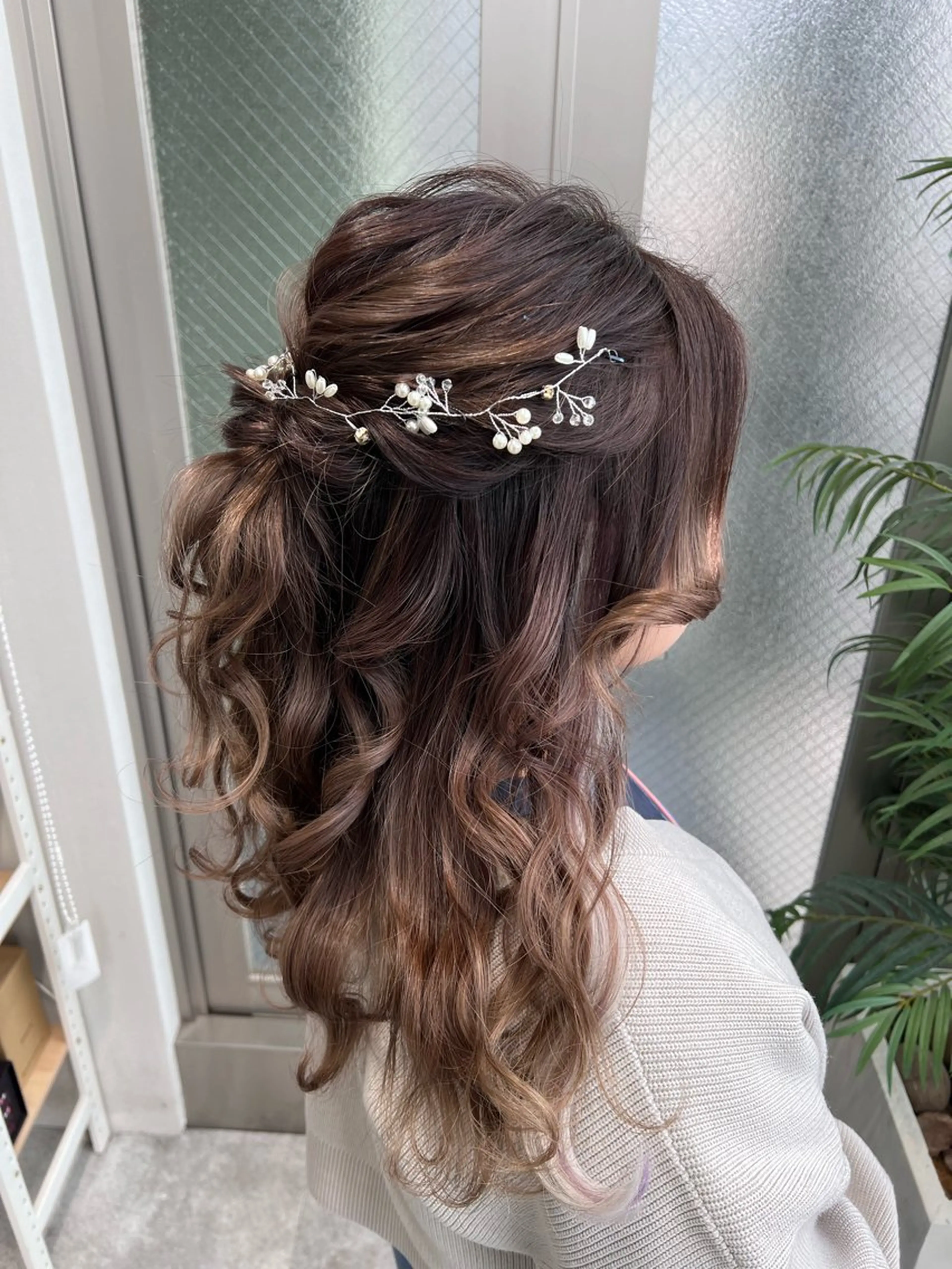 セミロング カラー ヘアアレンジ ハーフアップ ヘアセット ✨カチモリ✨レイヤー 韓国ヘア🇰🇷ゆいのヘアスタイル