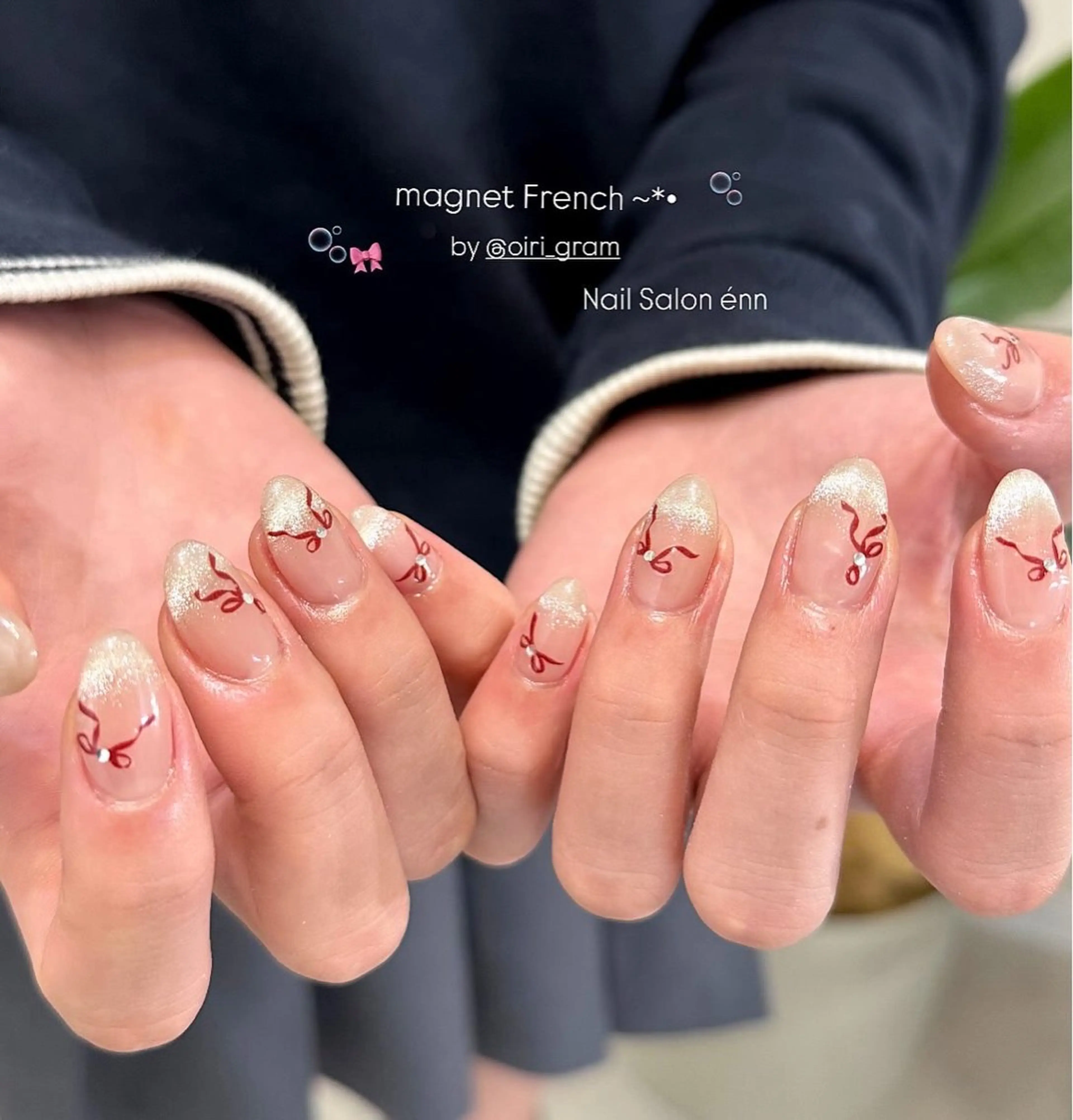 ネイル フレンチネイル マグネットネイル マグネットフレンチ ハンドネイル Nail Salon enn所属・🫧RISA🫧 énn |四条烏丸のネイルデザイン
