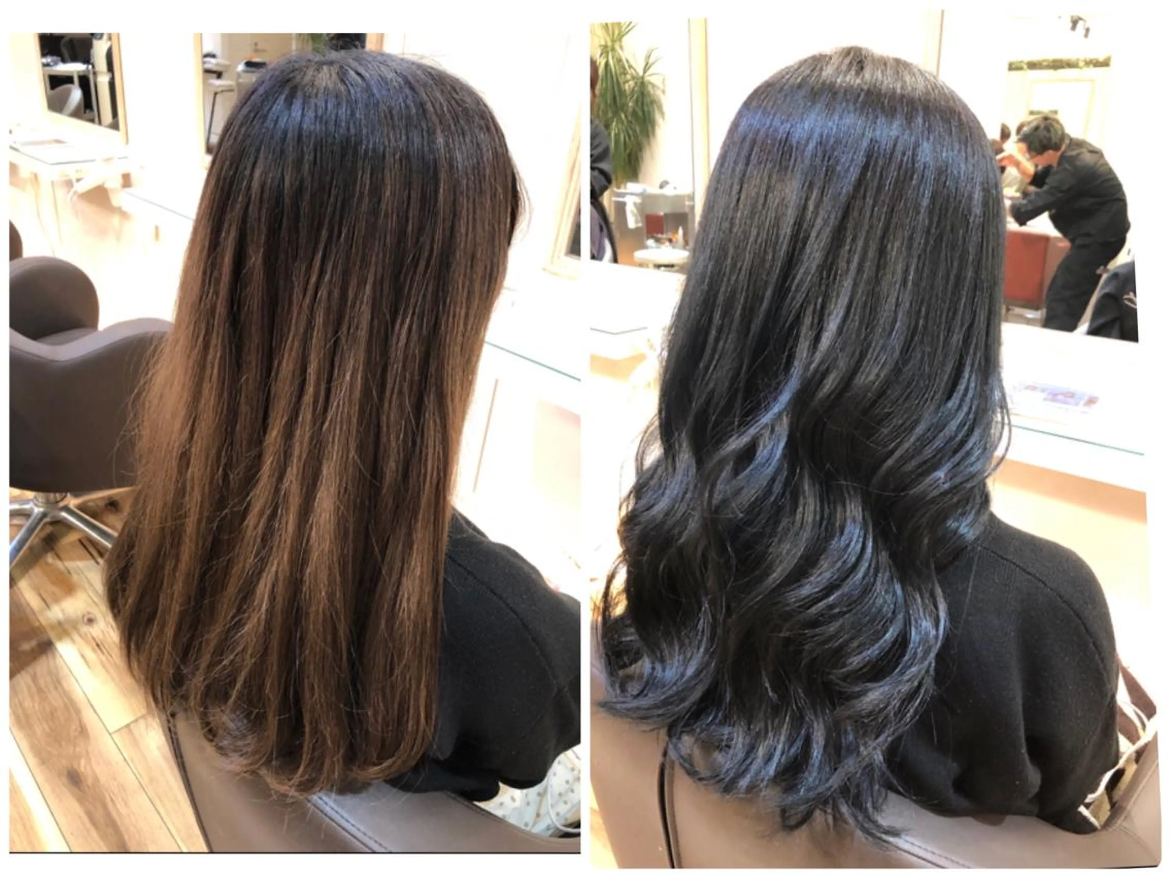ロング カラー グラデーションカラー イルミナカラー ネイビーカラー 小顔カット前髪 顔周りカット林亮佑のヘアスタイル