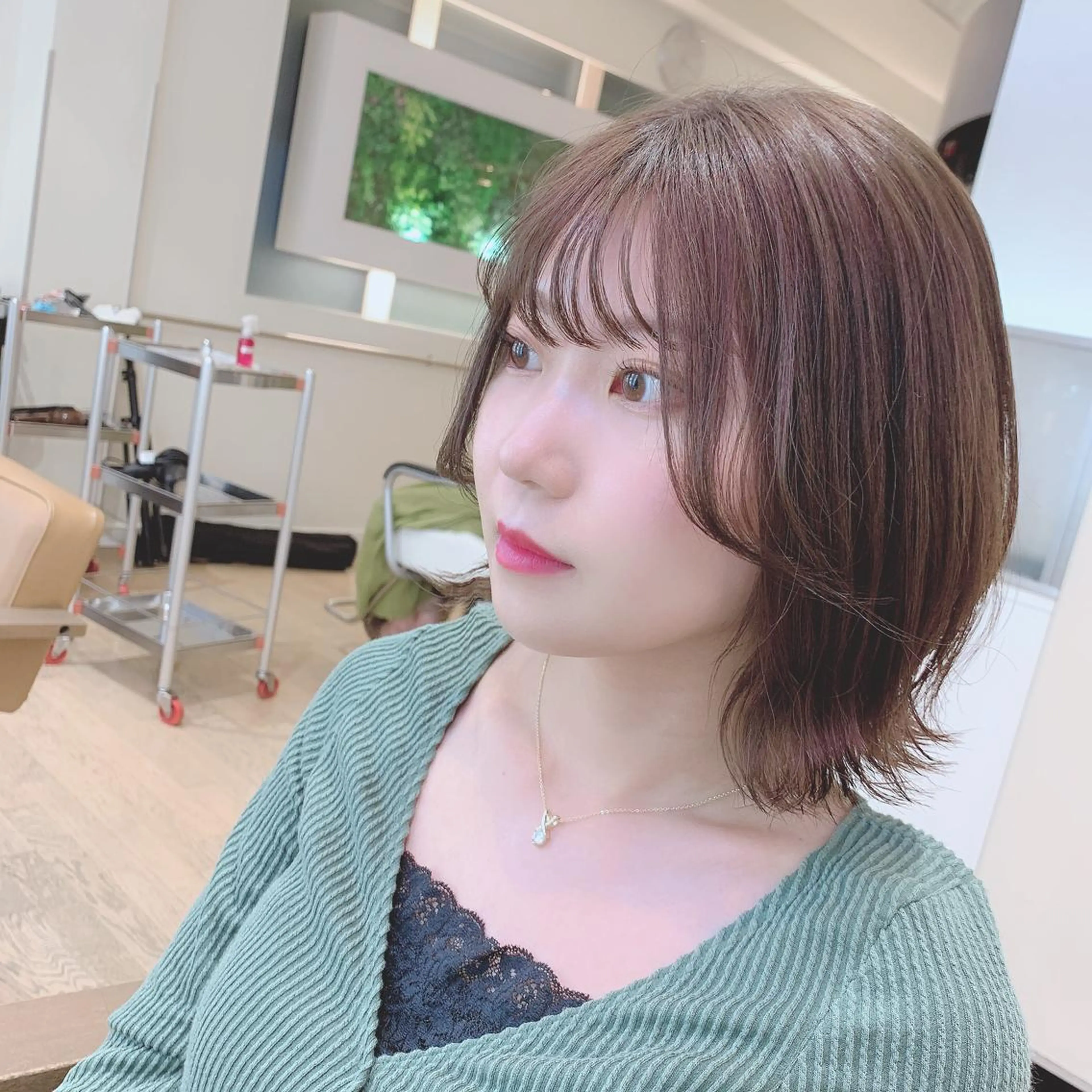 ミディアム 切りっぱなしボブ ボブ 【メンズモデル募集】 Bassa所沢のヘアスタイル