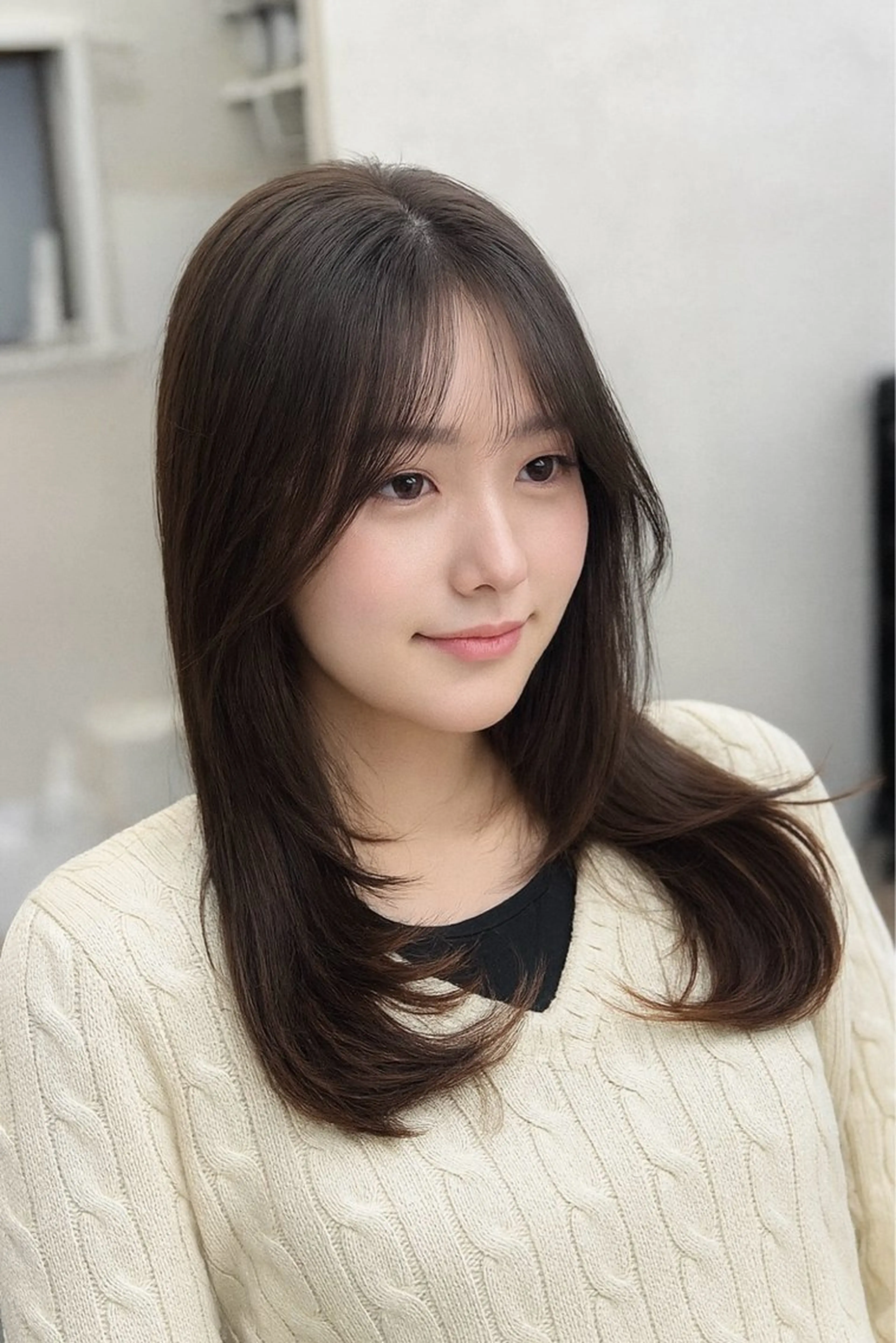 セミロング ヘアカラー トリートメント ✨レイヤーカット✨ 顔まわり✂️鎌倉楓麻のヘアスタイル