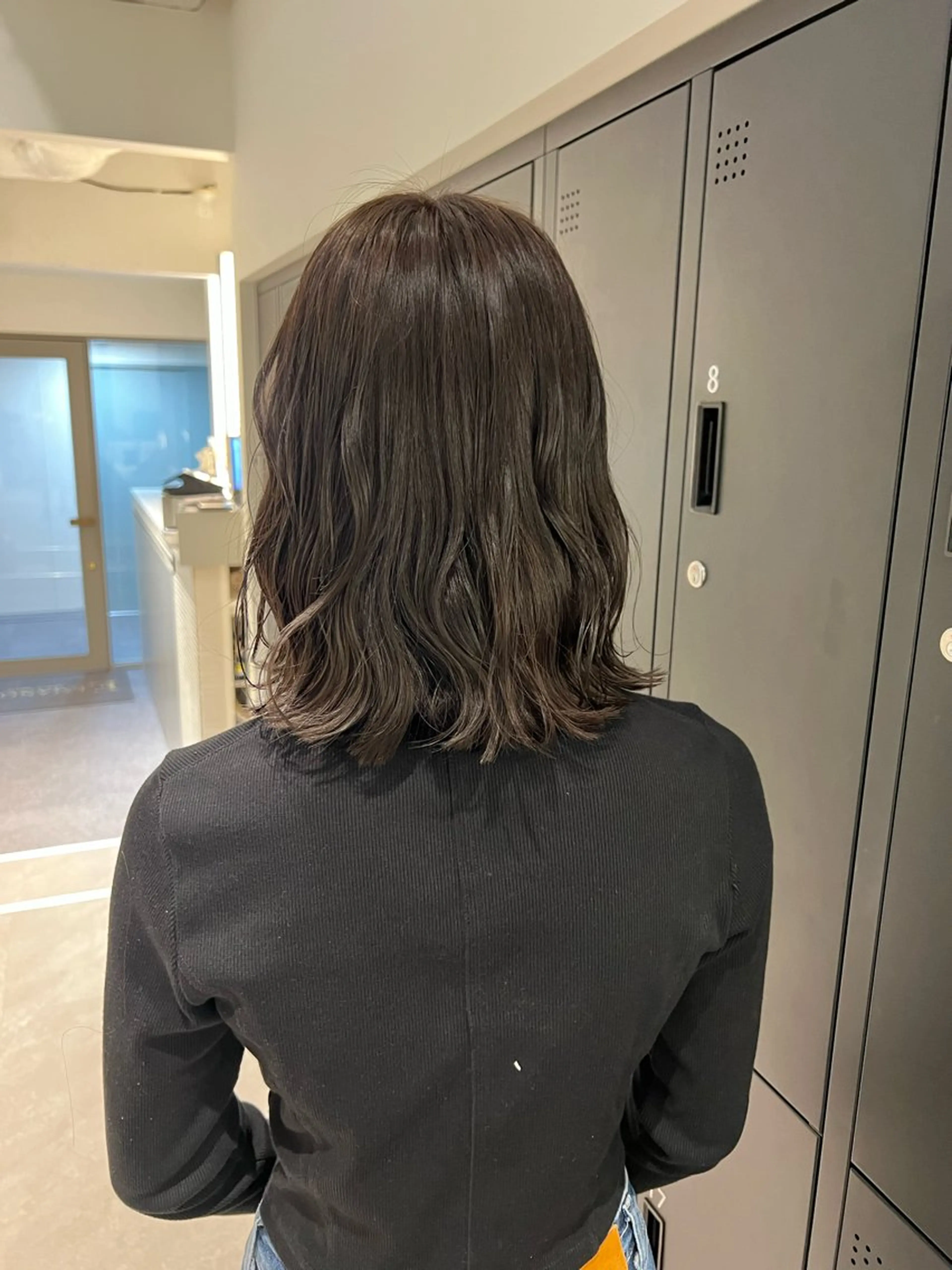 ミディアム カラー ヘアアレンジ ベージュカラー ダークグレー ダークグレージュ グレージュ カット ヘアカラー トリートメント 暗髪カラー🫐パーマ おくだりんかのヘアスタイル