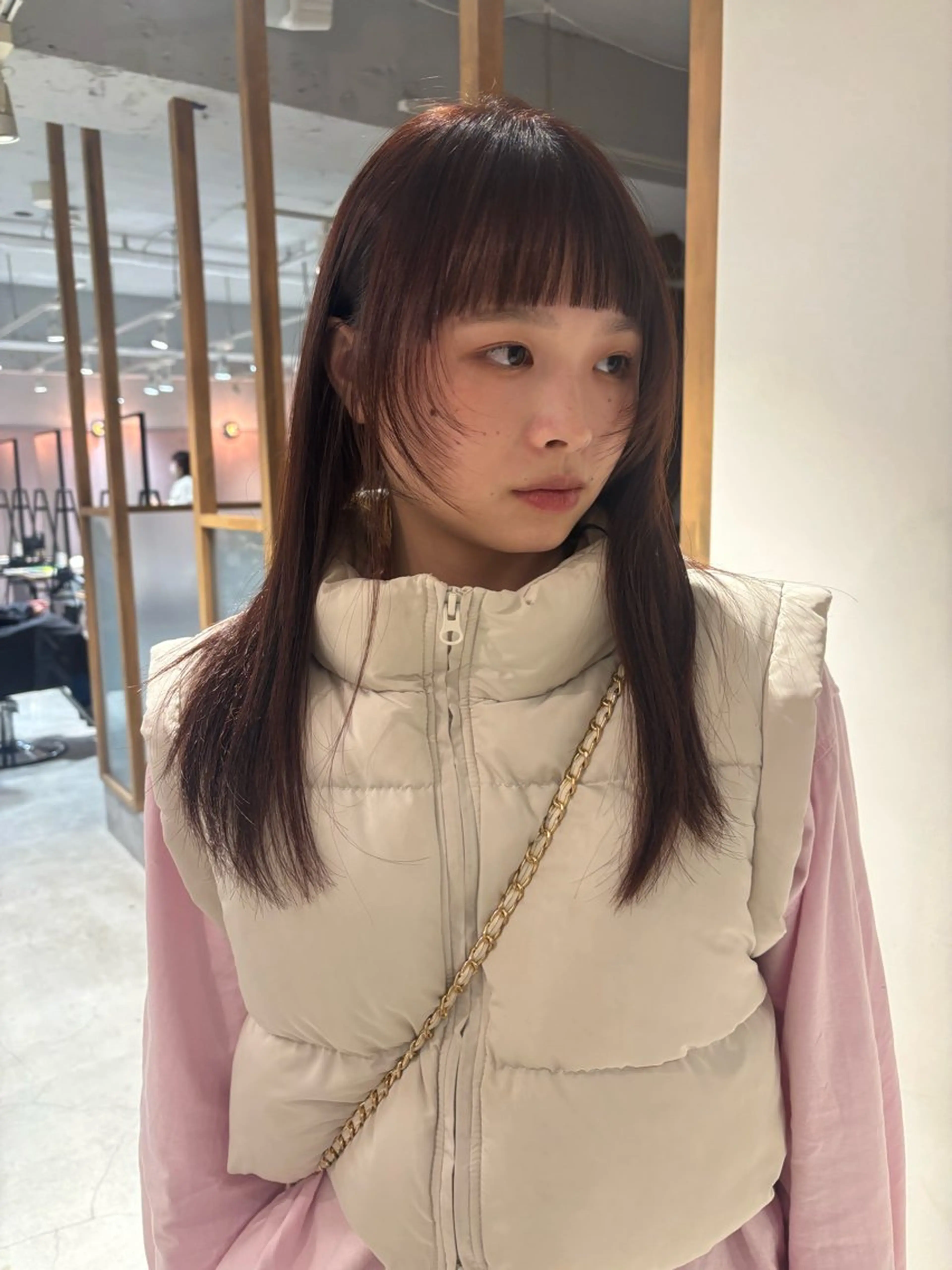 ロング カラー ブラウンカラー オレンジ オレンジブラウン 顔まわりレイヤー レイヤーカット カット ヘアカラー トリートメント mei|顔まわり ×透明感カラーのヘアスタイル