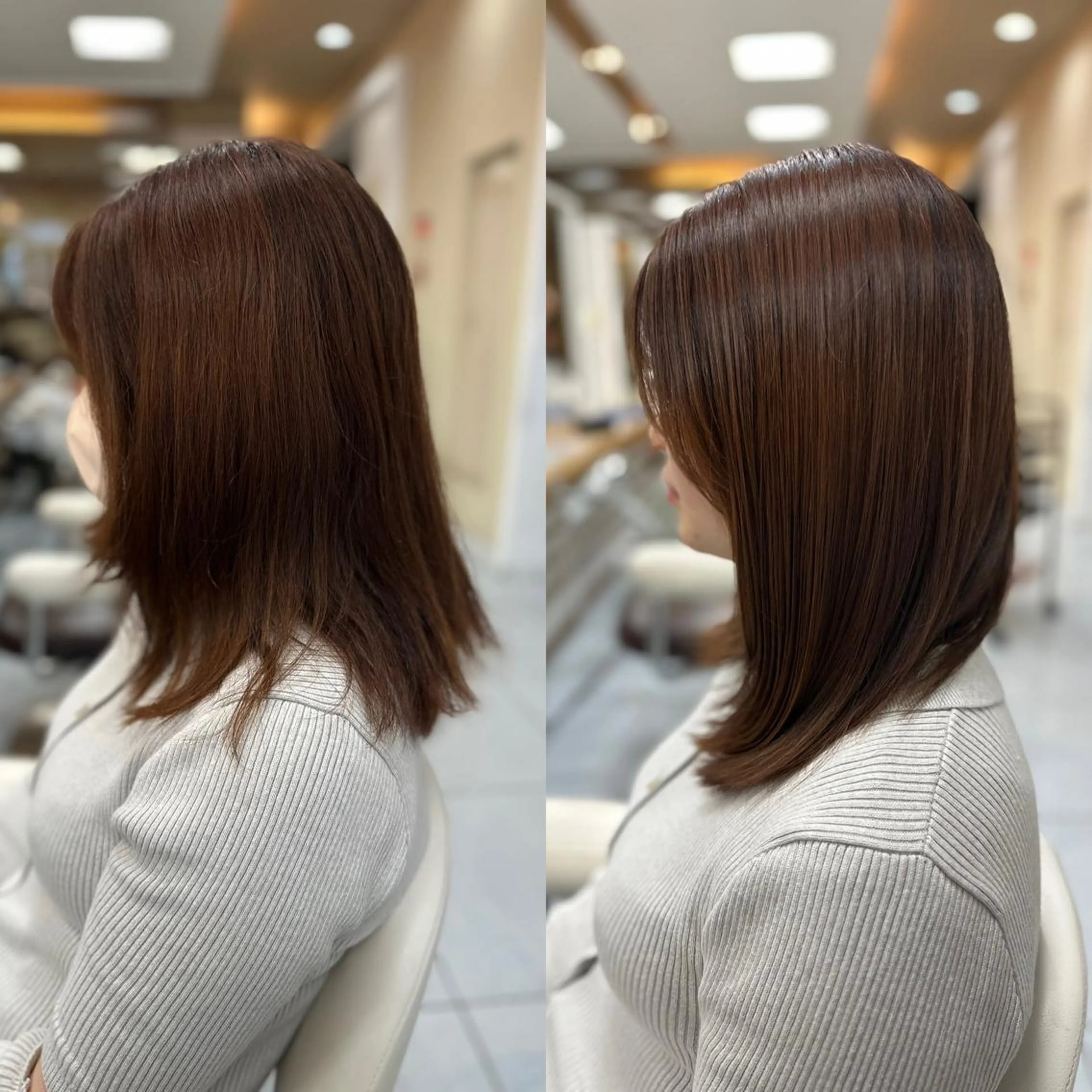 セミロング パーマ カット 縮毛矯正 トリートメント 髪質改善/縮毛矯正 /ブリーチ矯正/岡部のヘアスタイル