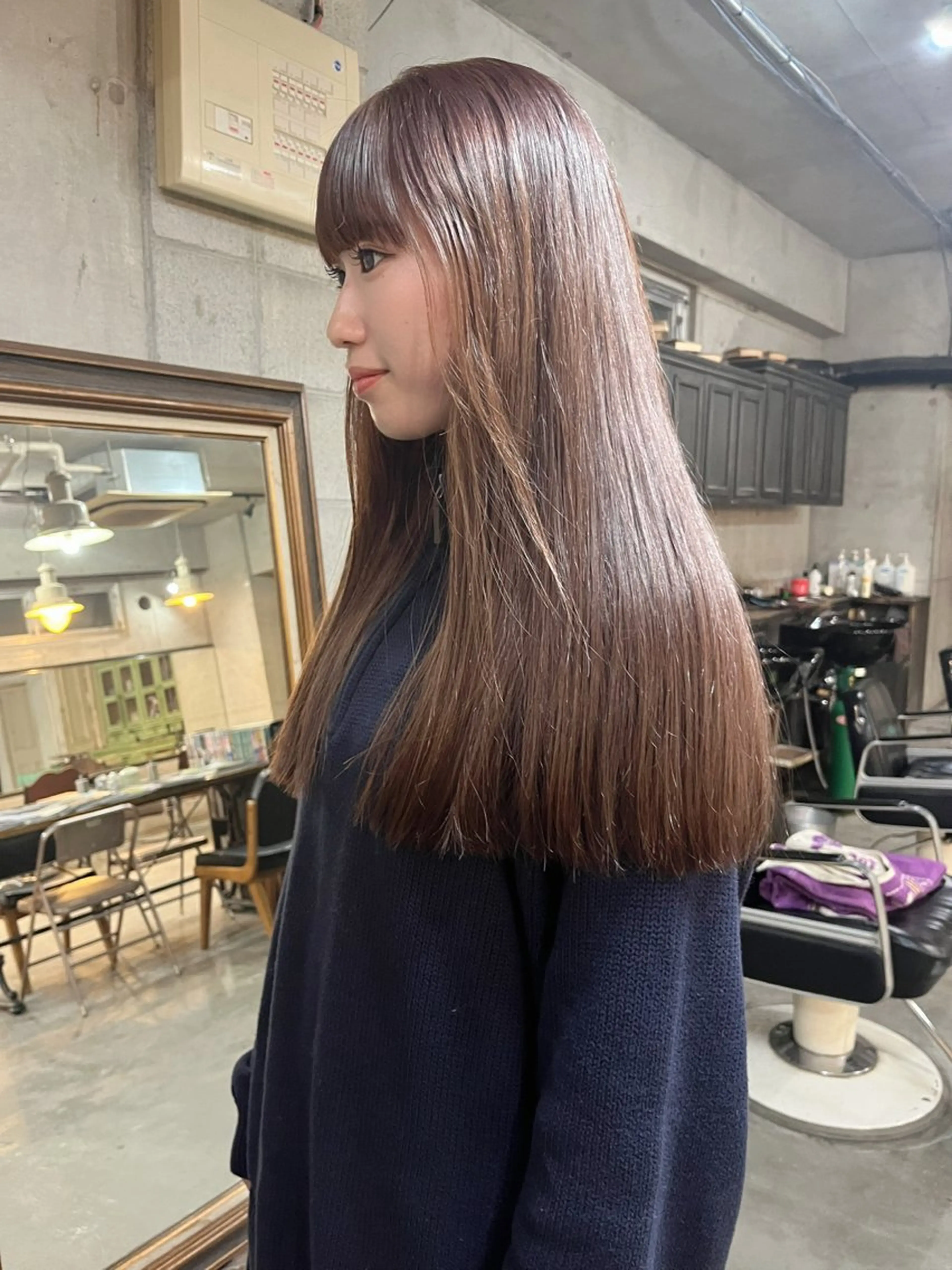 セミロング カット ヘアカラー トリートメント ハイトーン/顔まわり レイヤー/YUKAのヘアスタイル