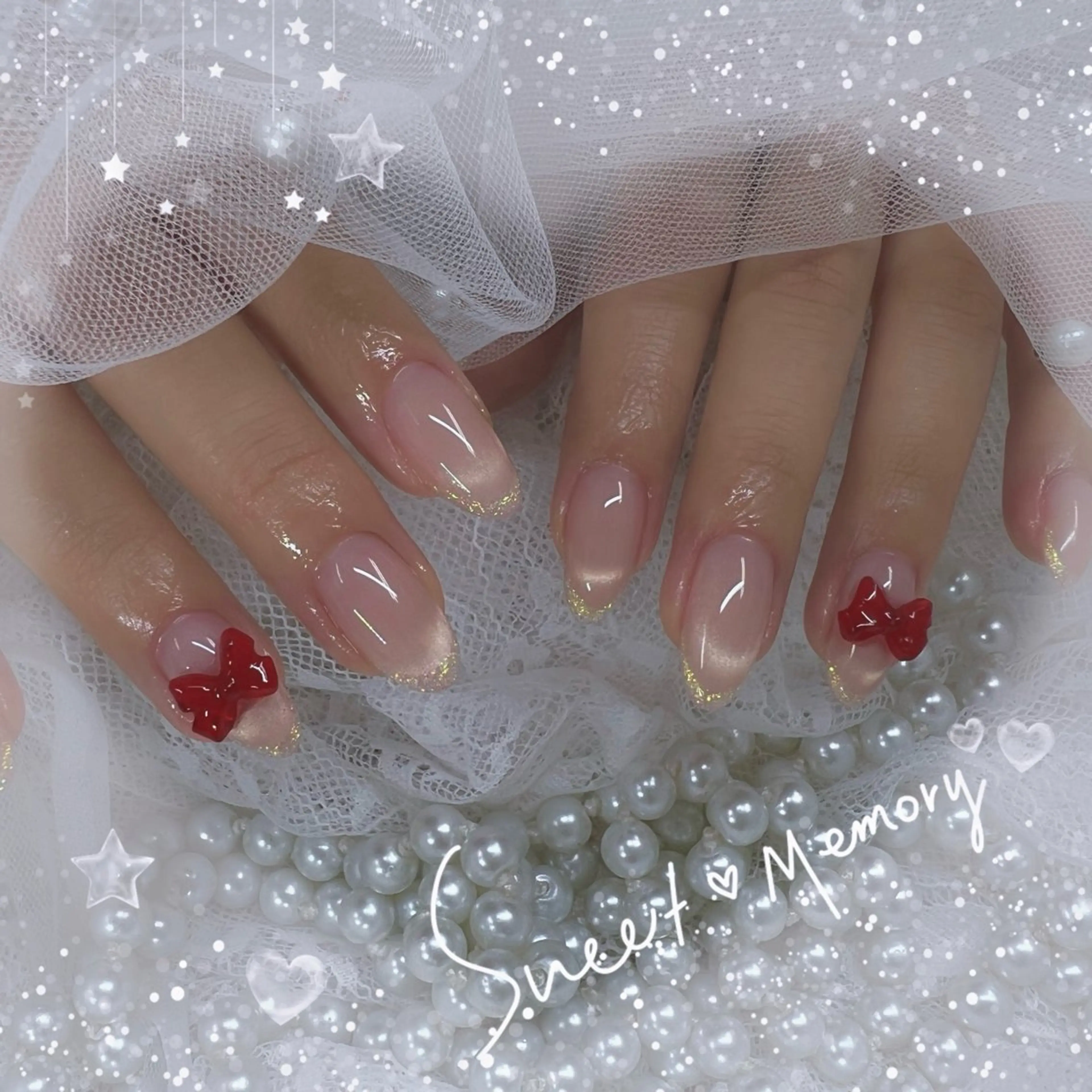 ネイル チークネイル フレンチネイル ガーリー ガラスフレンチ グラデーション ハンドネイル ハンドケア Chill Nailsalonのネイルデザイン