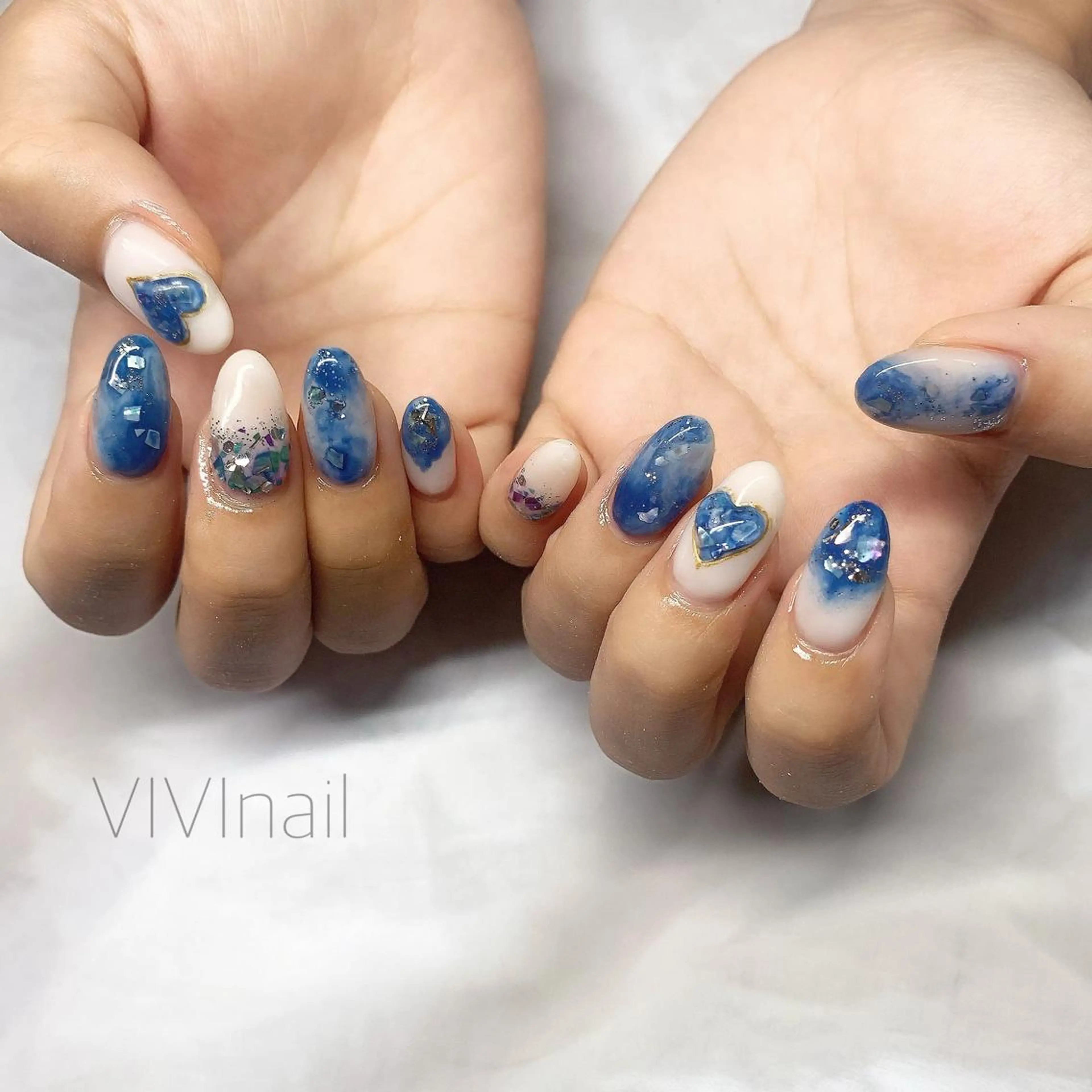ネイル ハート ニュアンスネイル ぷっくりネイル ハンドネイル vivi nailのネイルデザイン