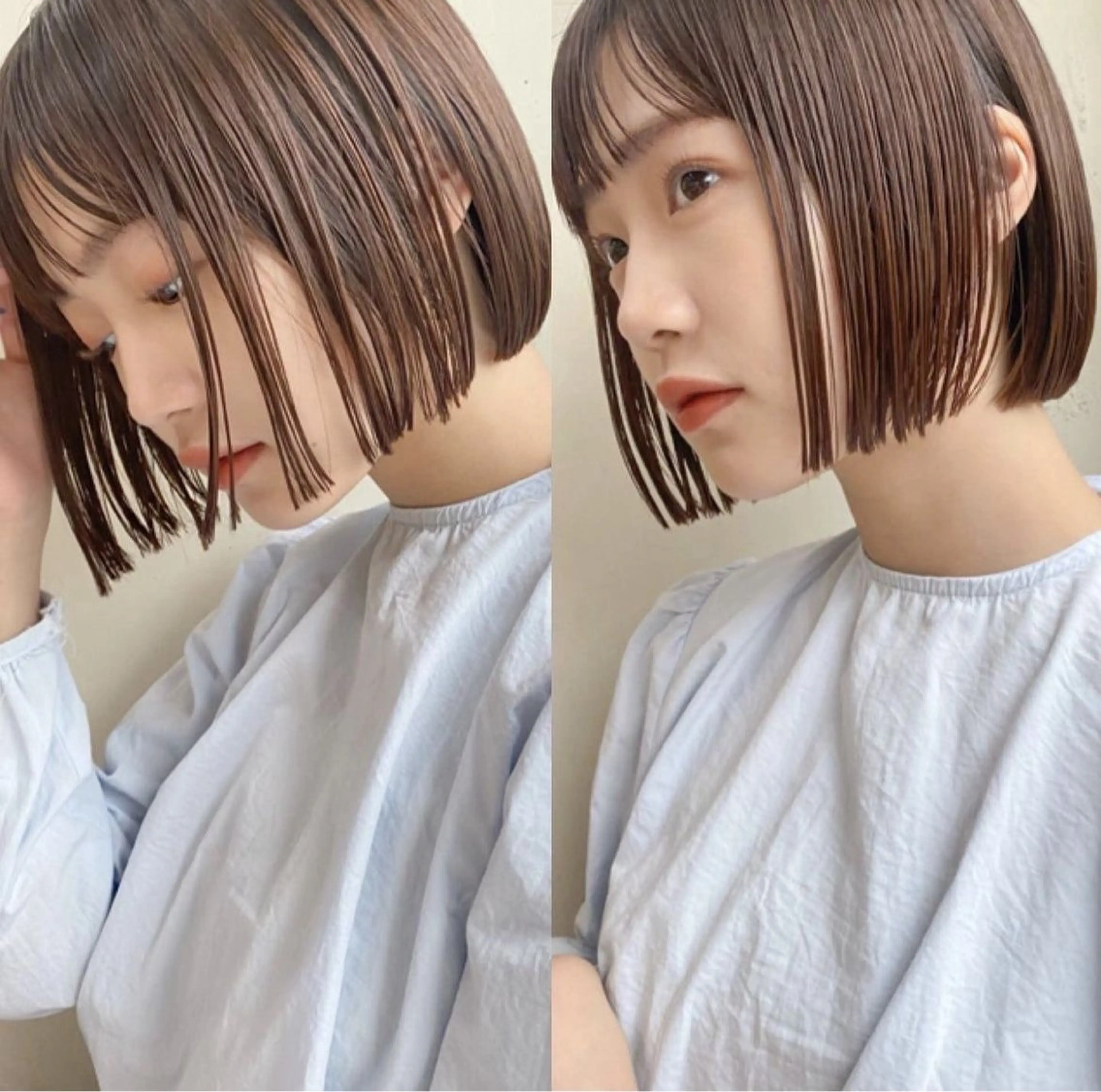 ショート カラー カット ヘアカラー レイヤーカット/ボブ 似合わせ/透明感カラのヘアスタイル