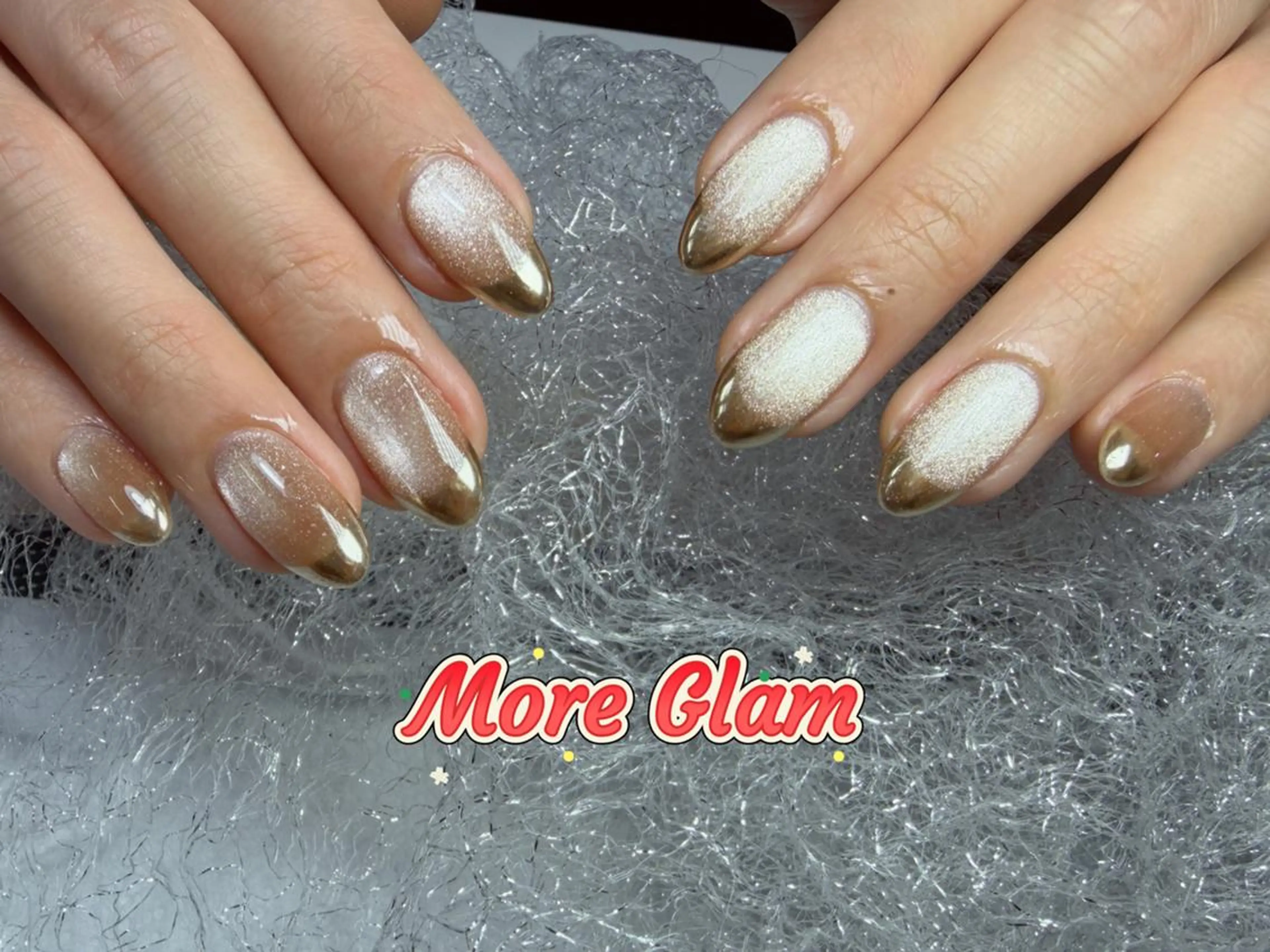 ネイル 長さ出し フットネイル フレンチネイル ジェルネイル ガラスフレンチ More Glam 池袋東口店のネイルデザイン