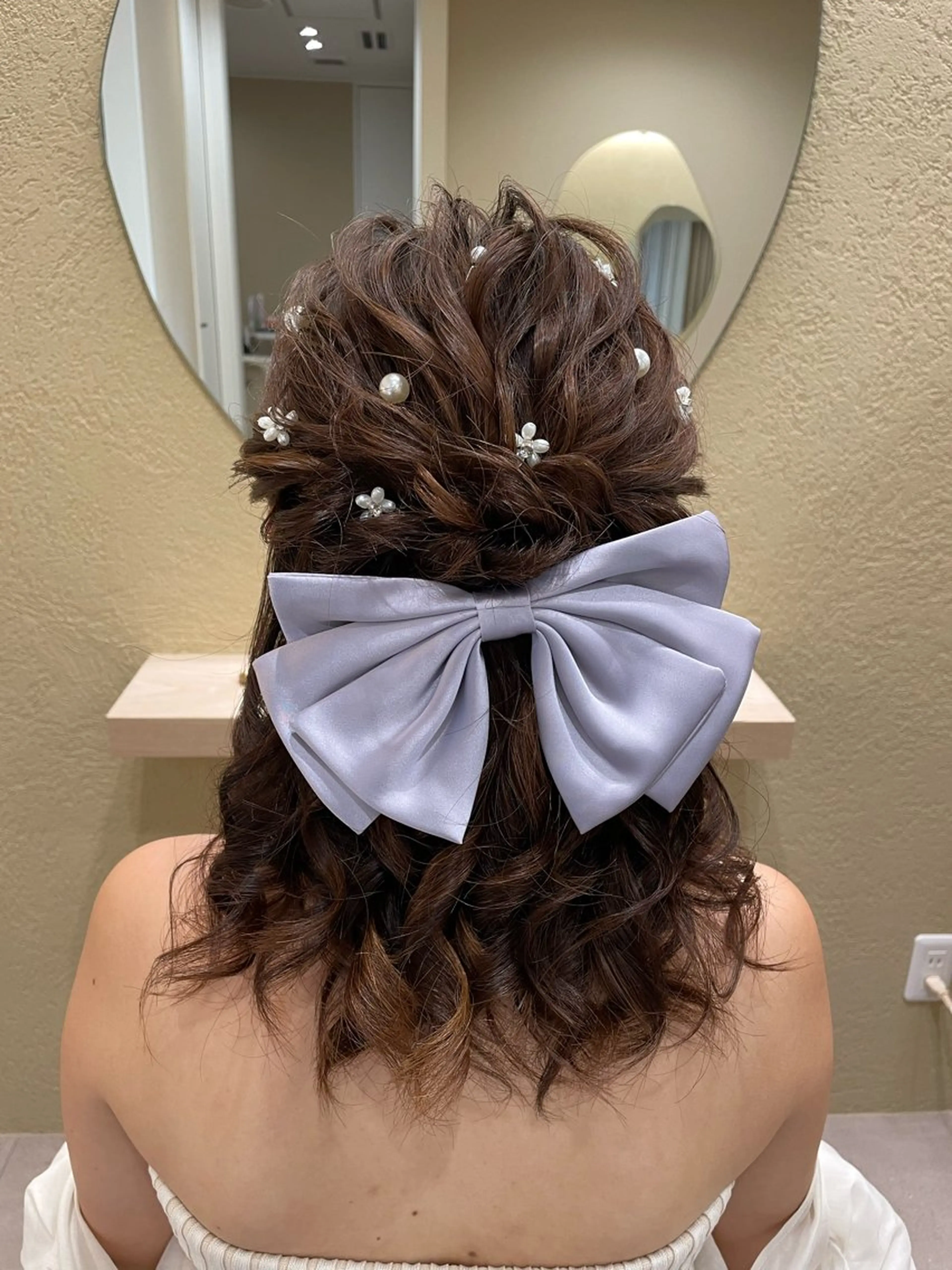 セミロング ヘアアレンジ ハーフアップ ヘアセット ユ ミのヘアスタイル