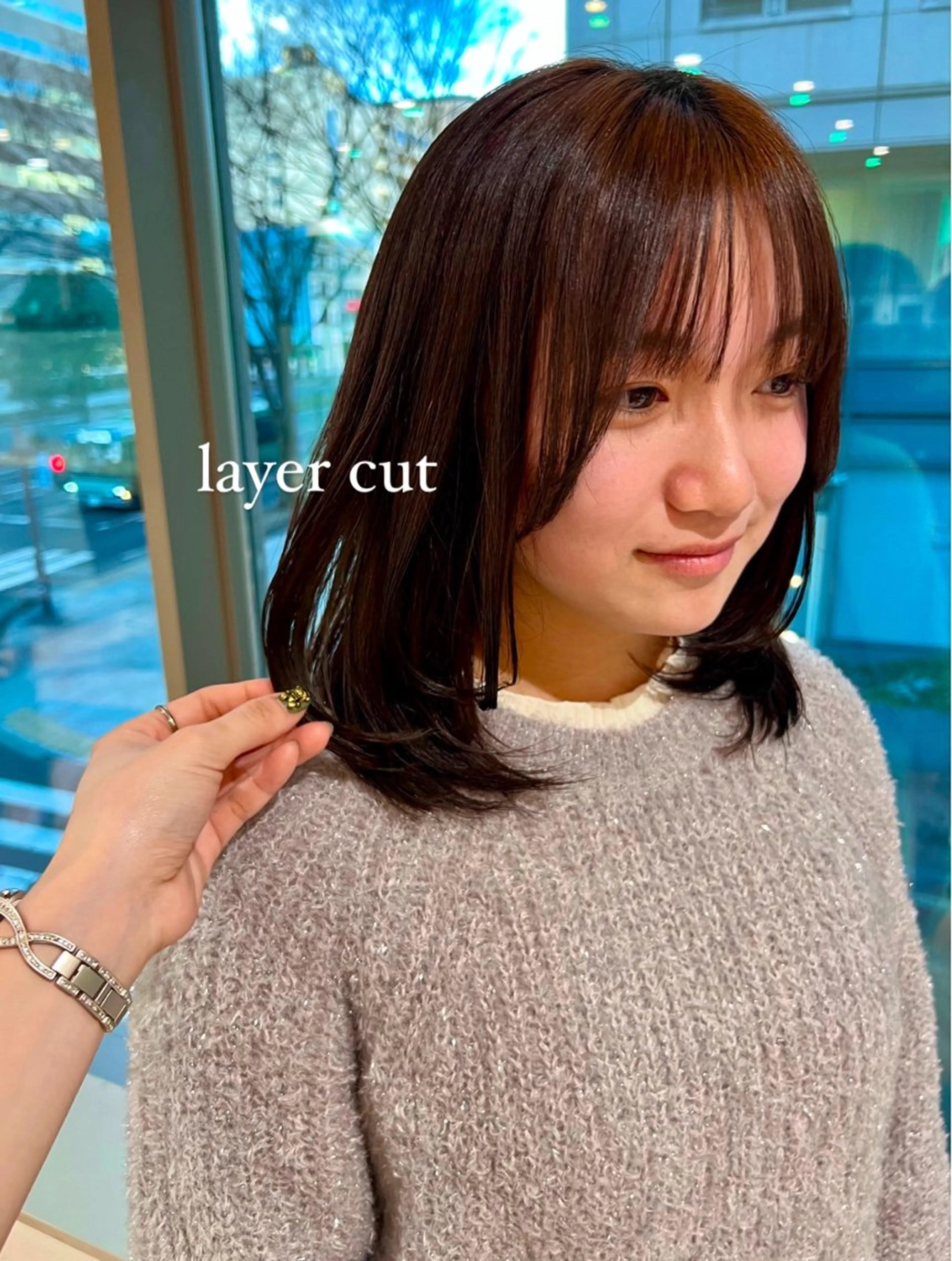 ミディアム レイヤーカット 加納千華 /ボブ/ぱつっとボブのヘアスタイル