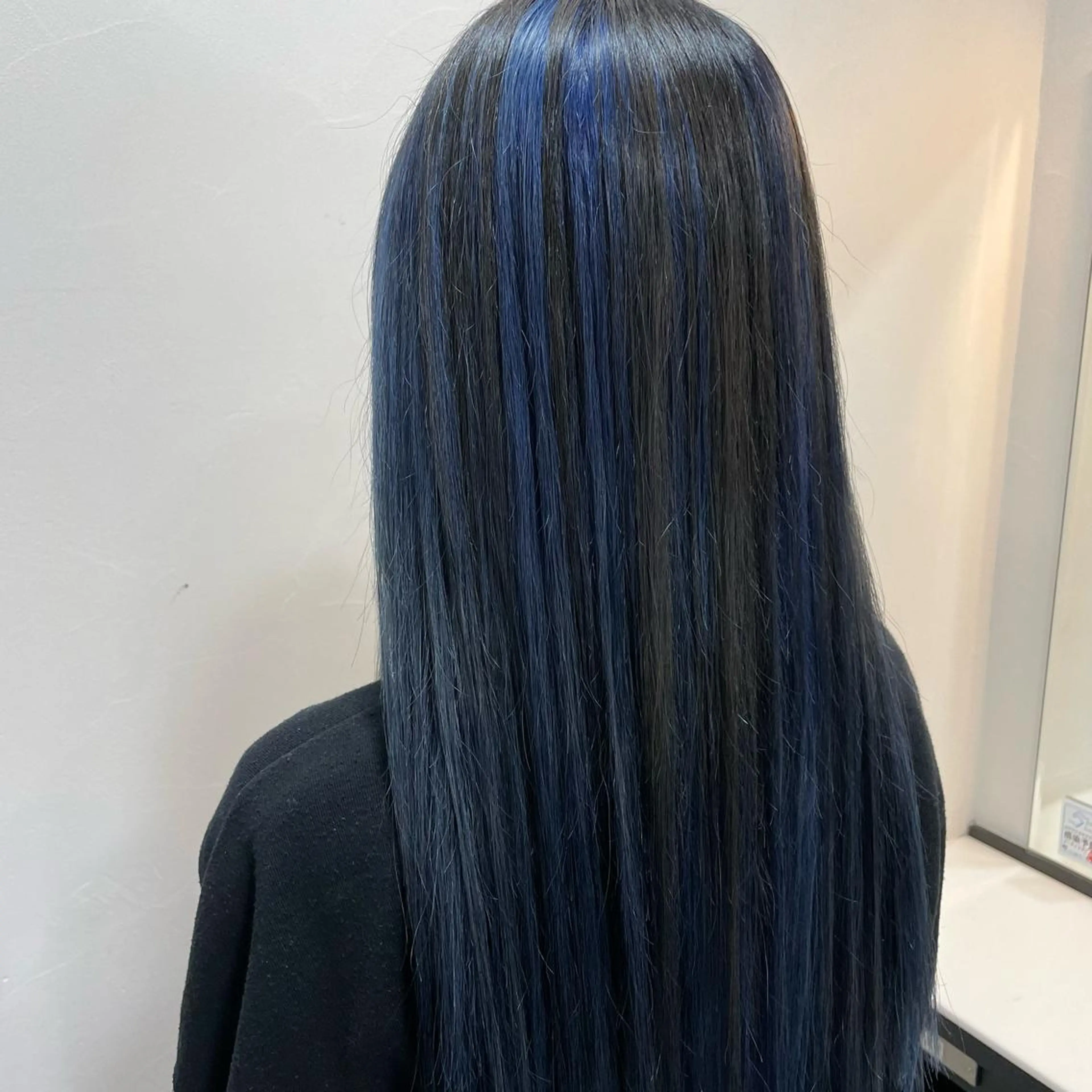 ロング カラー 黒髪 ブルーカラー ツートーンカラー 🌼杉田 胡桃🌼のヘアスタイル