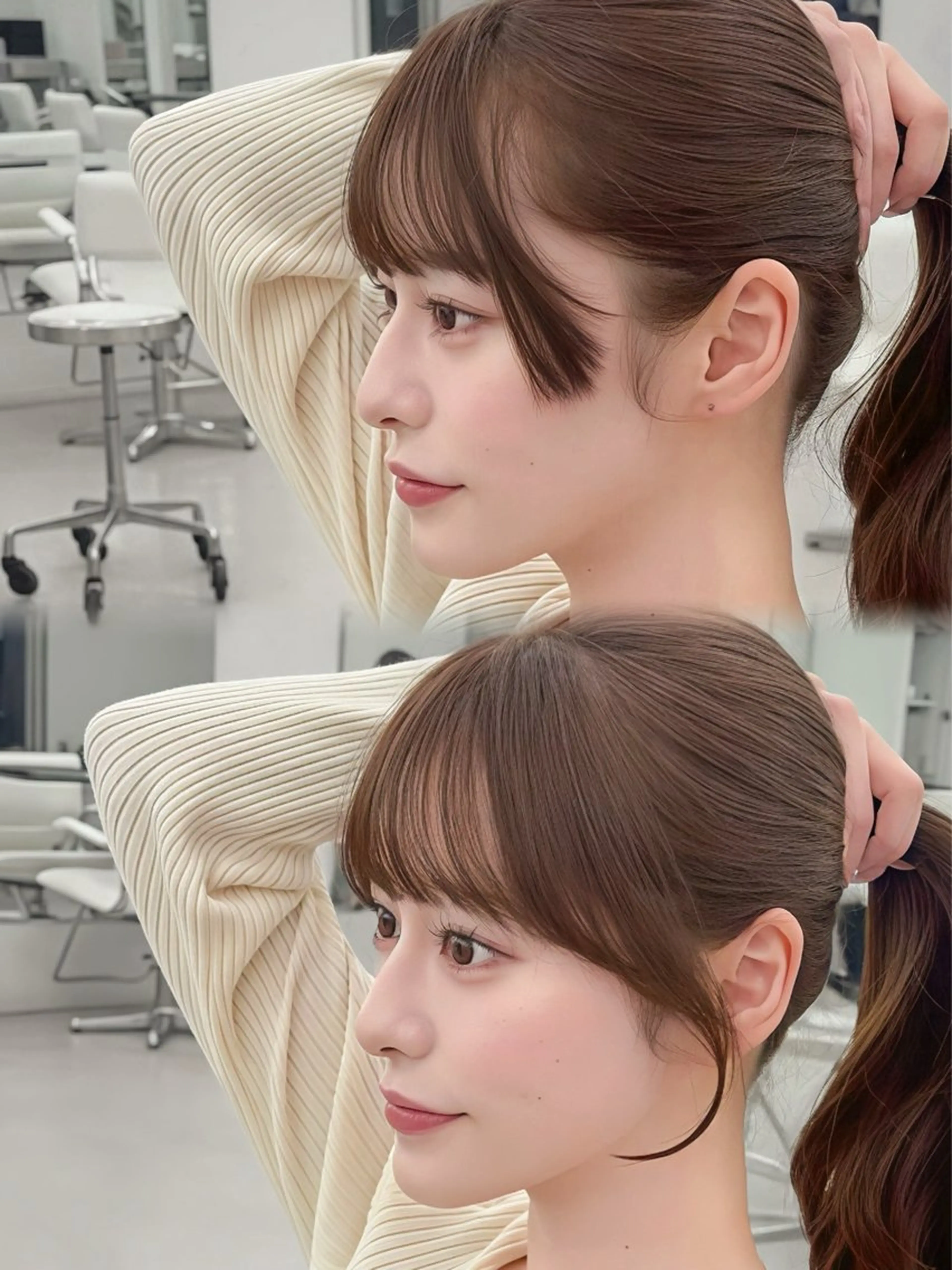 ロング カラー レイヤーカット 小顔カット カット ヘアカラー トリートメント 韓国ヘア/レイヤー/ 顔まわり足立遥奈のヘアスタイル