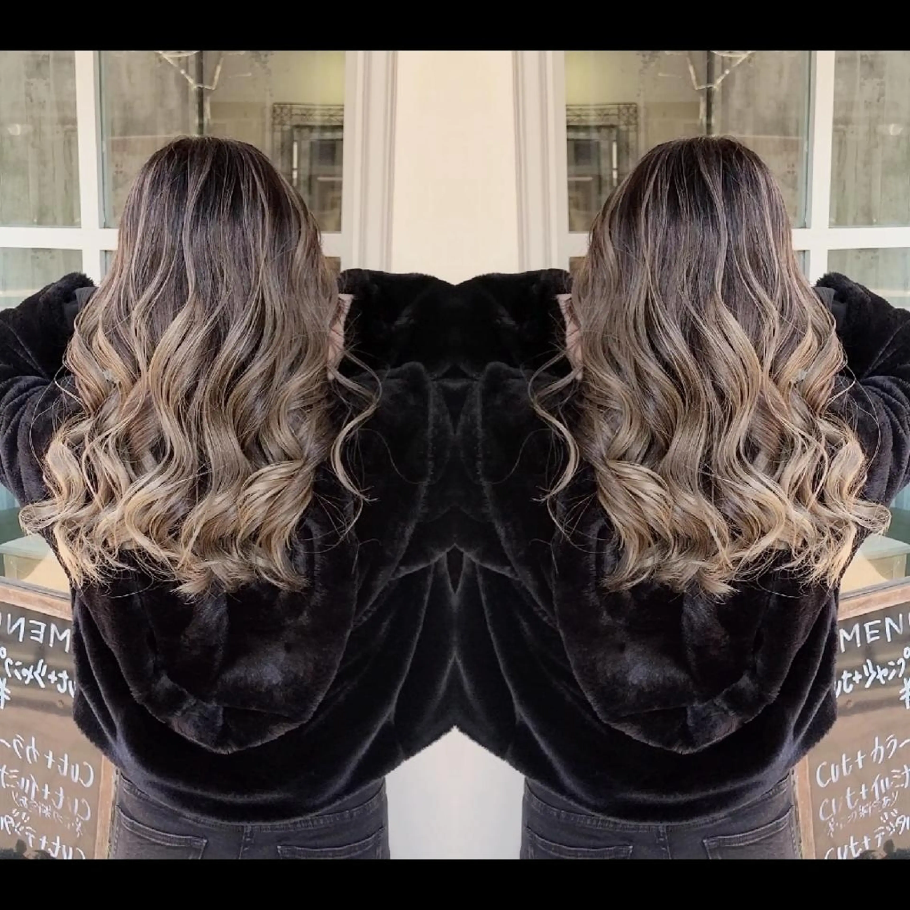 ロング カラー アッシュ アッシュグレー バレイヤージュ ベージュカラー ブリーチ ヘアカラー バレイヤージュ/ ハイライト/大内格のヘアスタイル