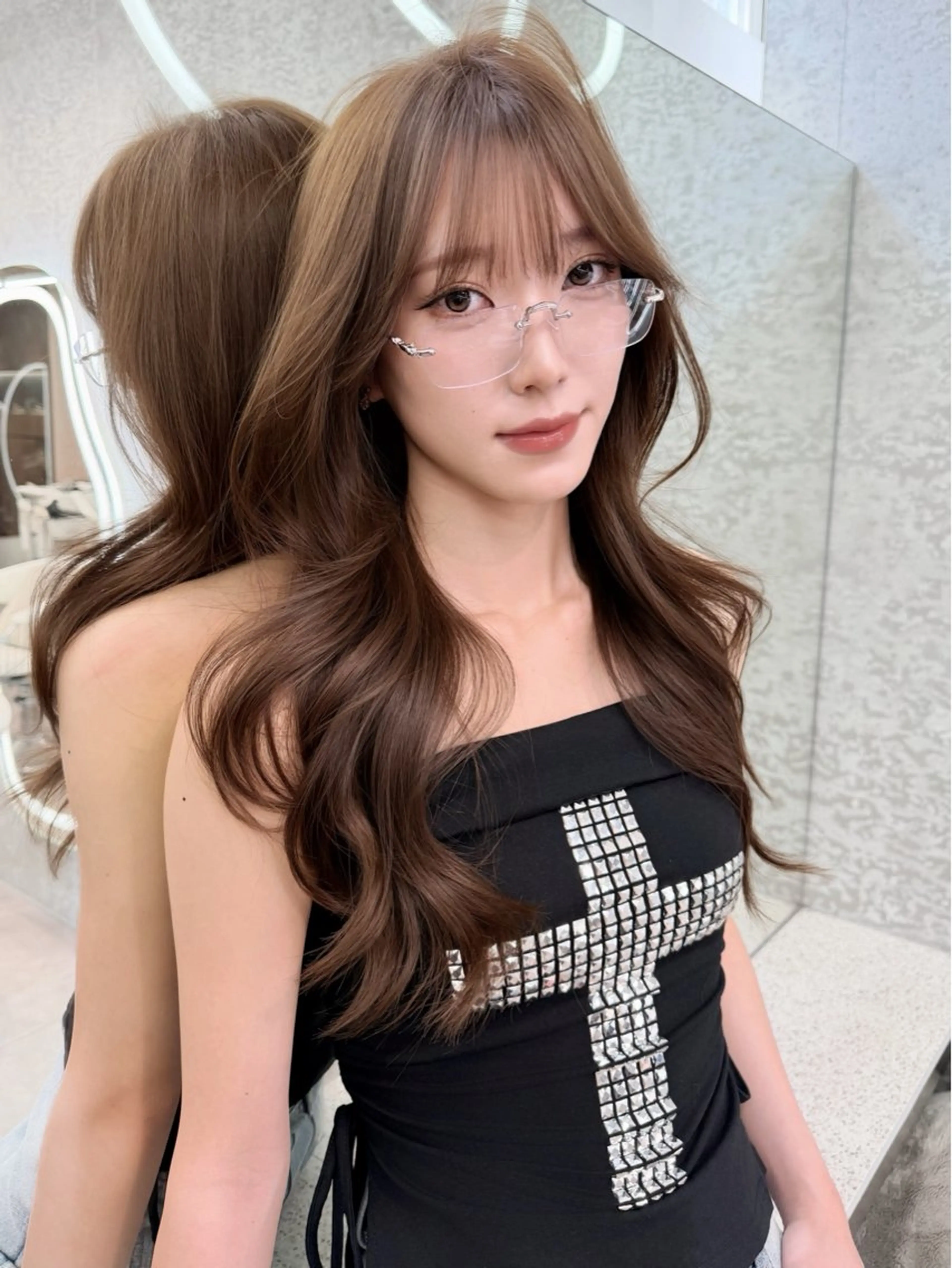ロング ヘアアレンジ アッシュ ボブ くびれヘア 顔まわりレイヤー 顔周りカット カット トリートメント ヘアセット 大宮縮毛矯正🩵 レイヤー 佐藤和のヘアスタイル