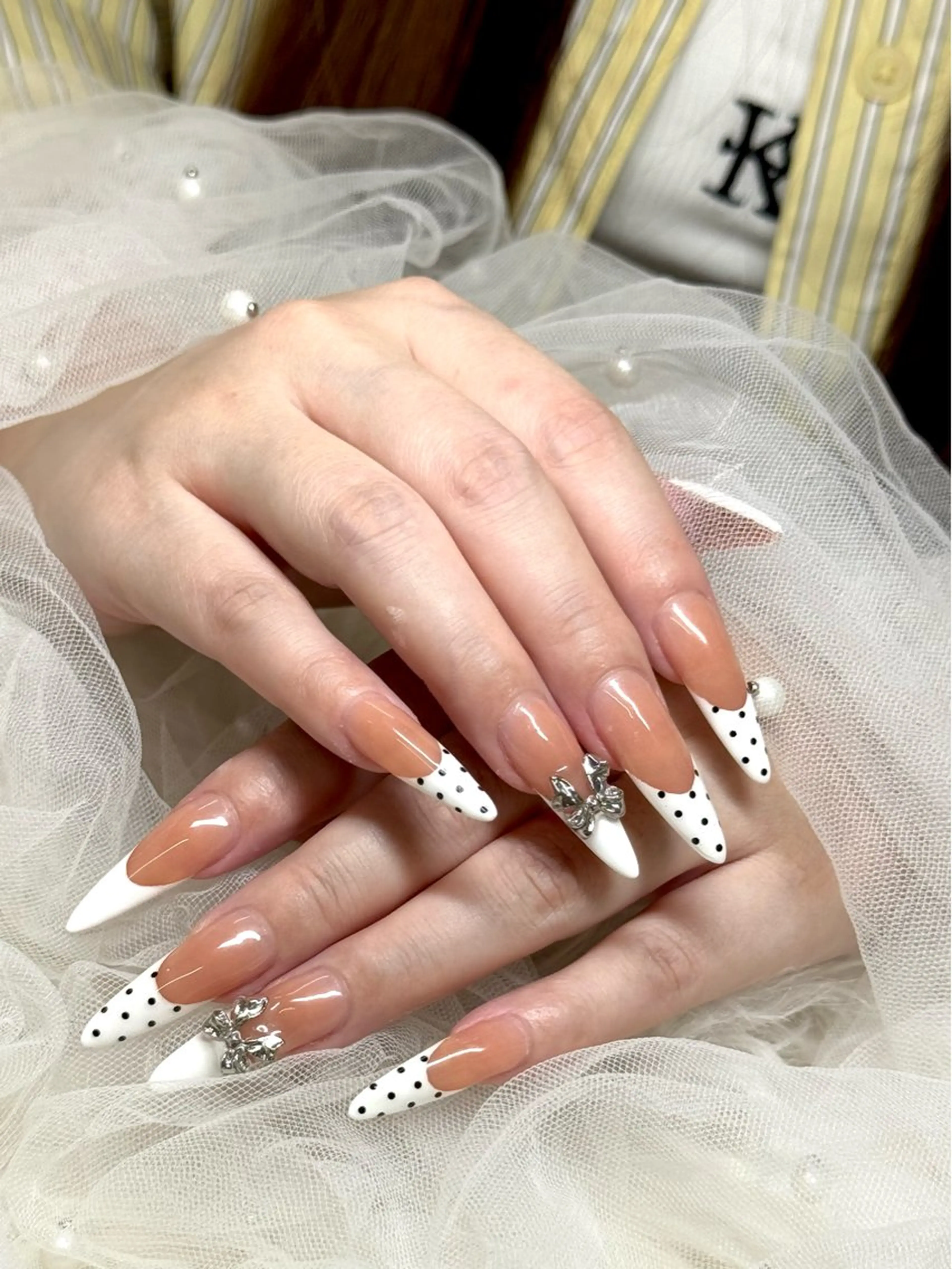 ネイル ドット フレンチネイル ハンドネイル LUCAS 千葉 AOI💅🏾💕のネイルデザイン