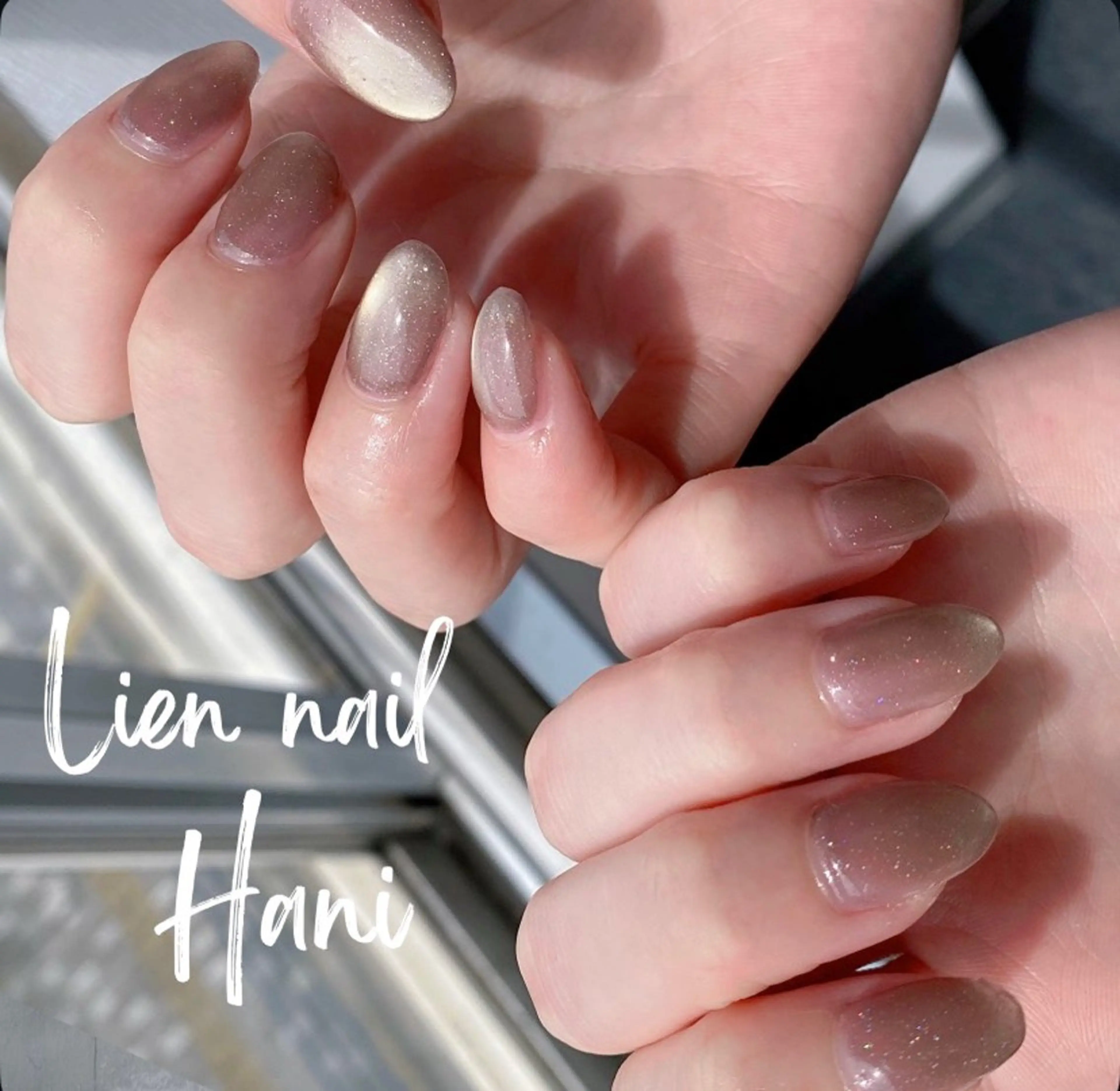 ネイル ブラウン ジェルネイル マグネットネイル ニュアンスネイル シンプルネイル Lien nail .Haniのネイルデザイン