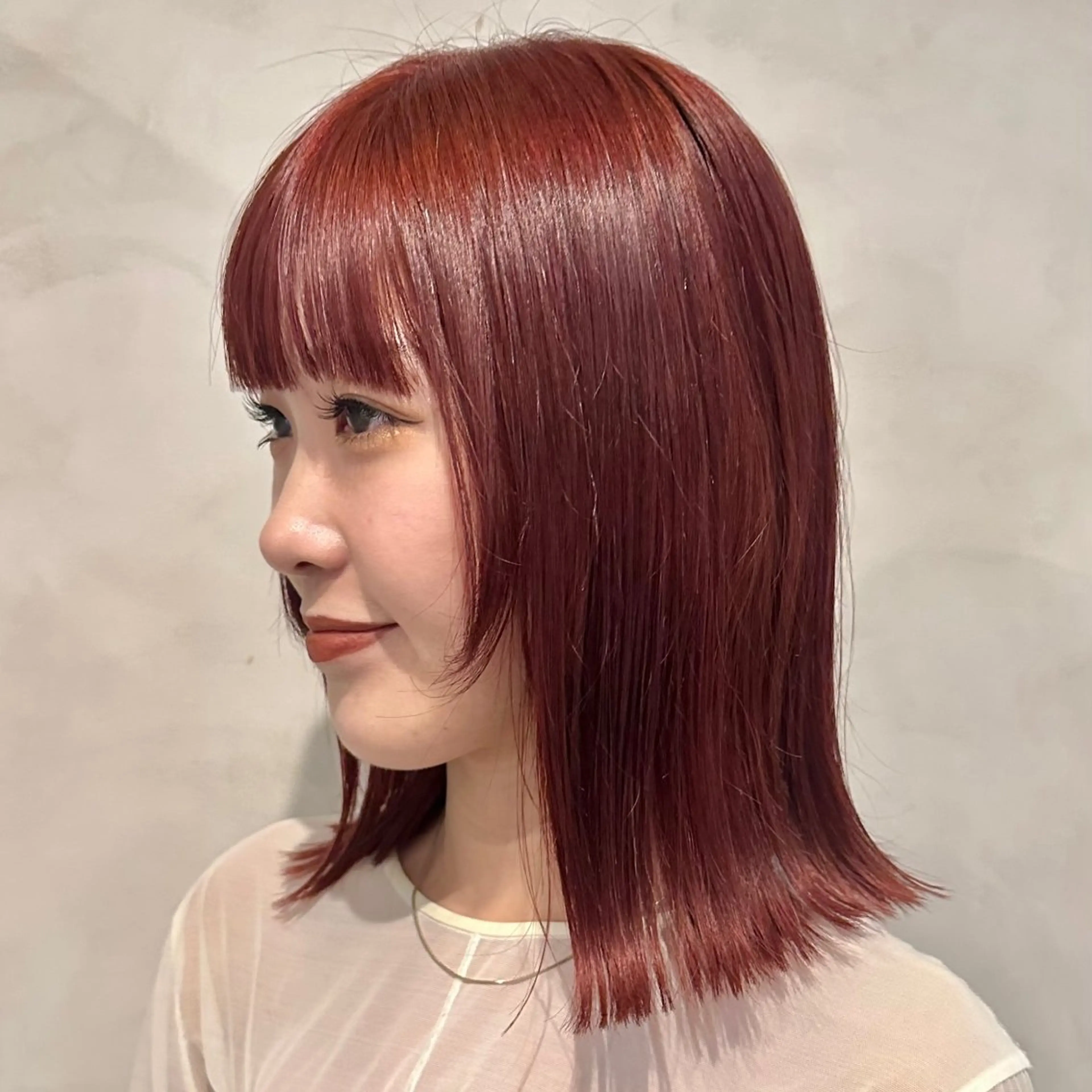 ミディアム カラー ブリーチ ダブルカラー ブリーチなしカラー オレンジ ピンクカラー カット ヘアカラー トリートメント Yuki☺︎パーマ レイヤーカットのヘアスタイル