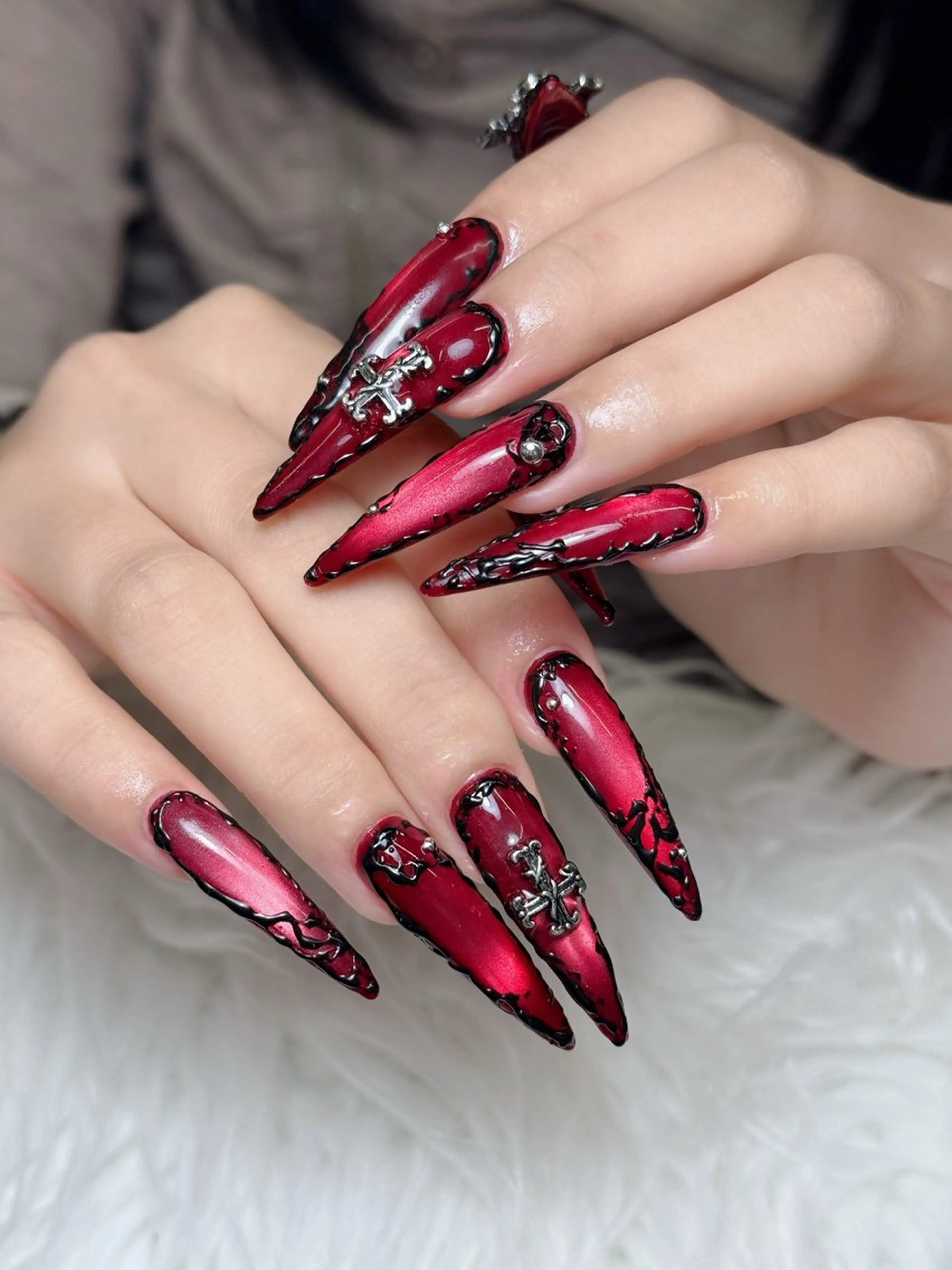 ネイル オーロラネイル チークネイル 長さ出し フレンチネイル 韓国ネイル ハンドネイル Lumi Shinokuboのネイルデザイン